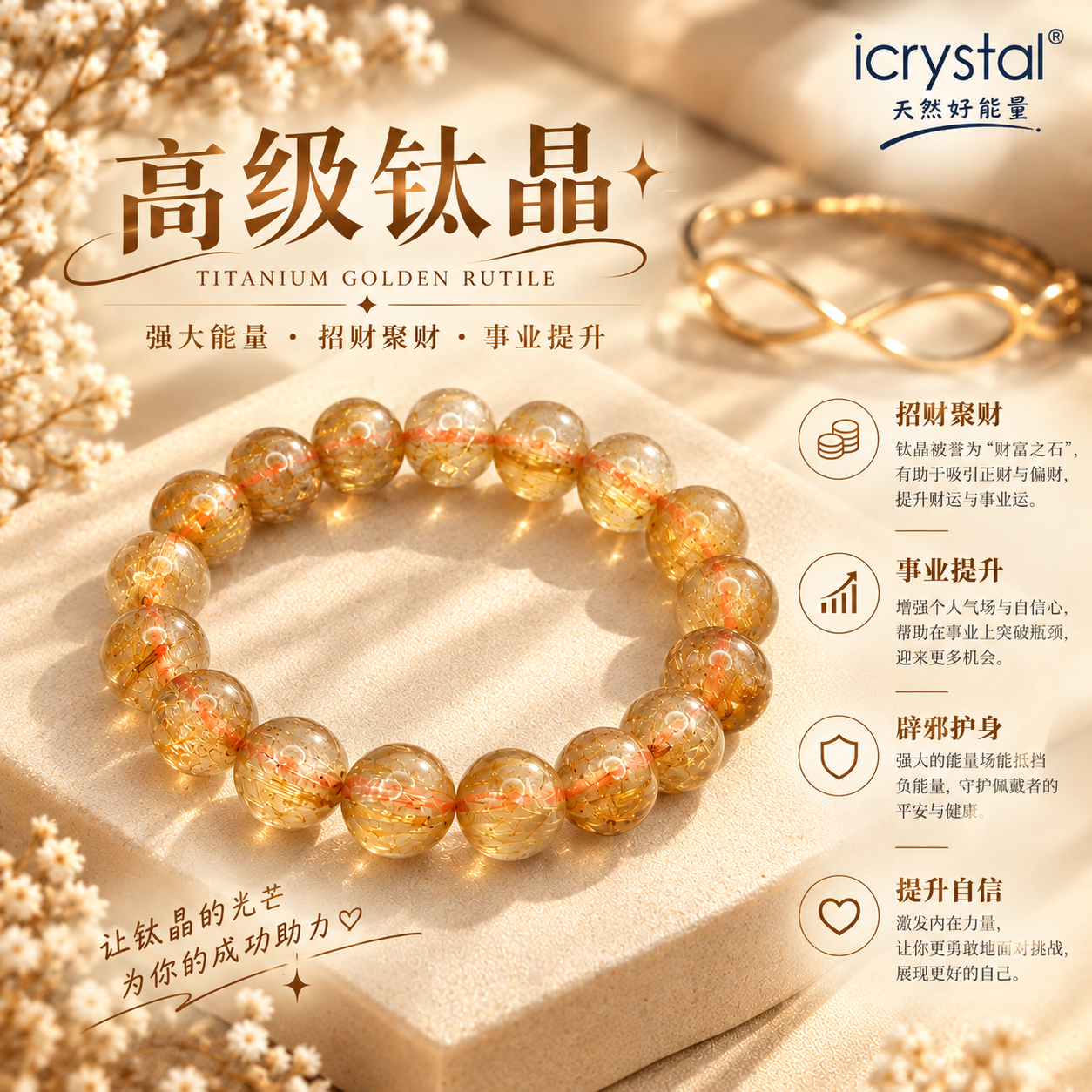 High Grade Gold Rutilated