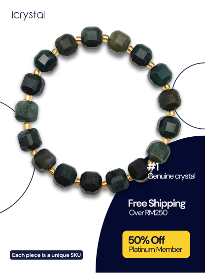 Moss Agate Cube Bracelet