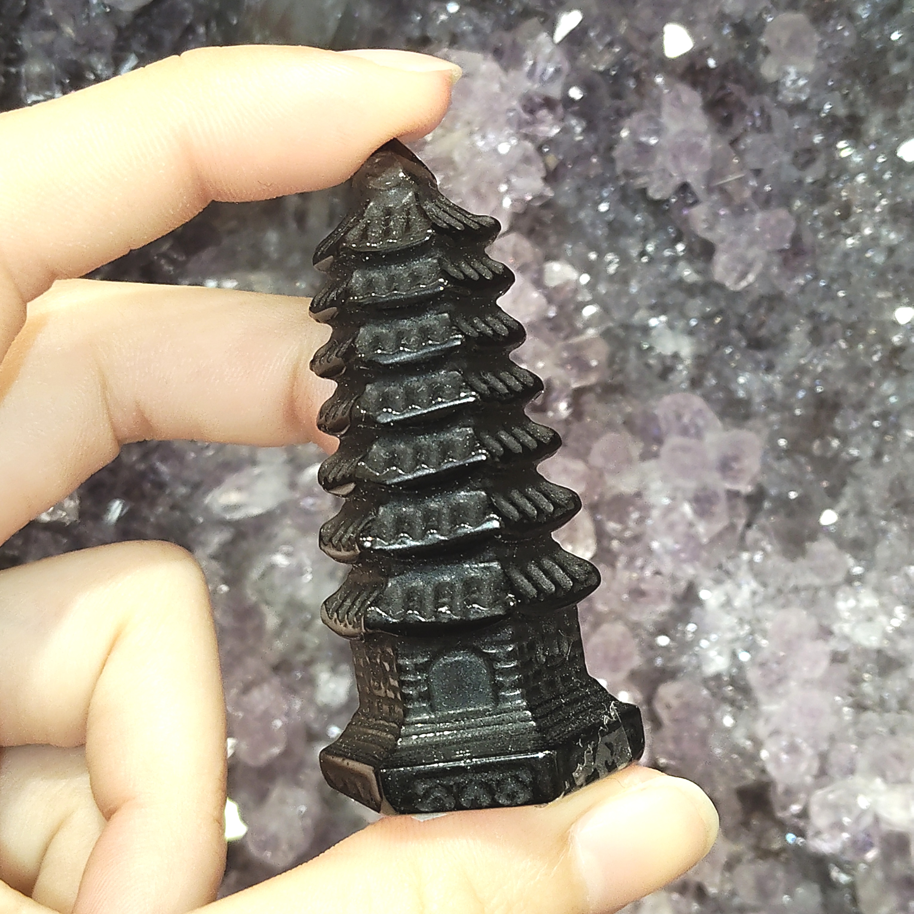 Iced Obsidian Pagoda Ornament