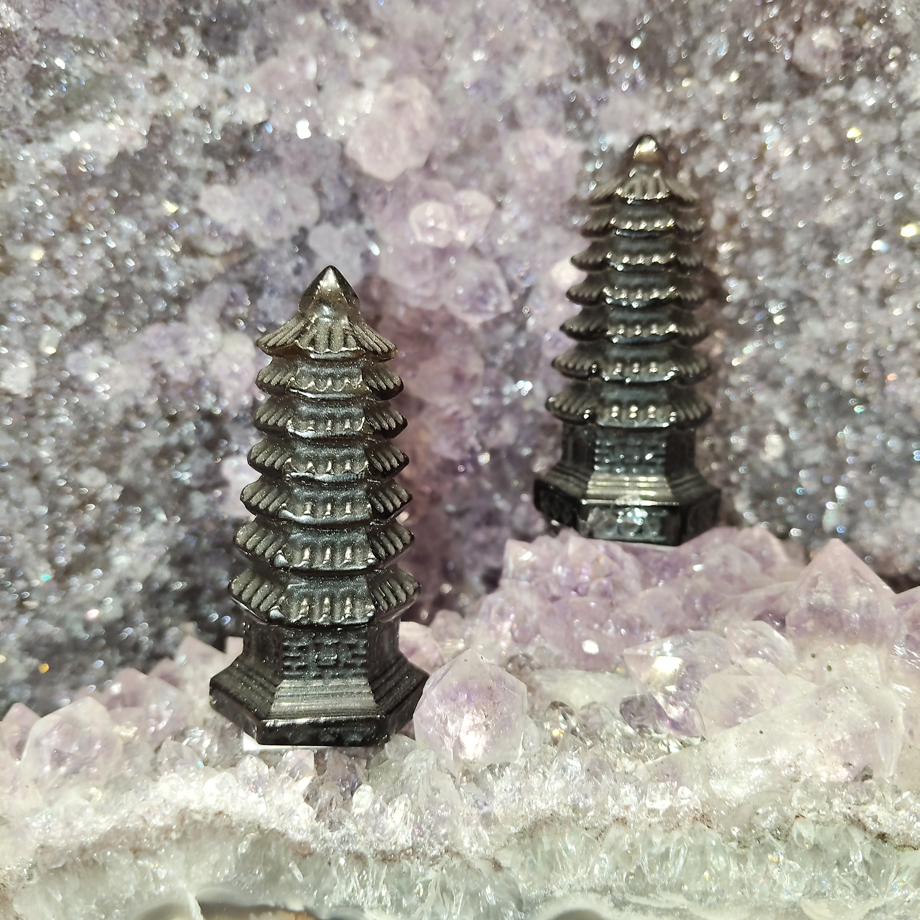 Iced Obsidian Pagoda Ornament