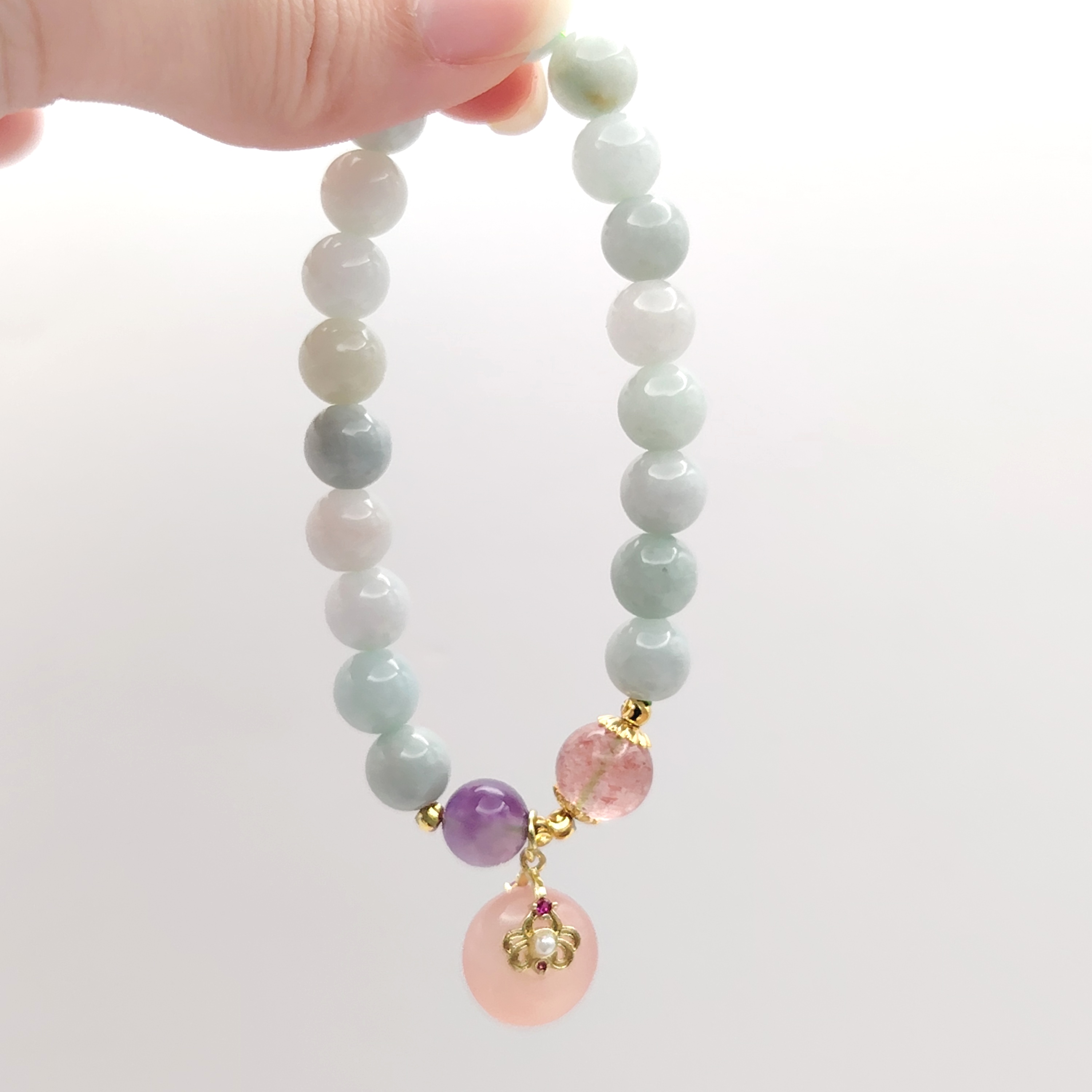 Jade with Yan Yuan Agate Peace Buckle Design Bracelet