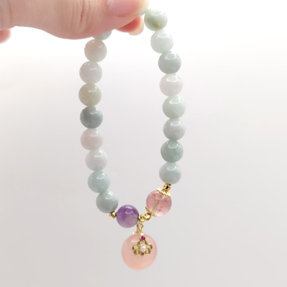 Jade with Yan Yuan Agate Peace Buckle Design Bracelet