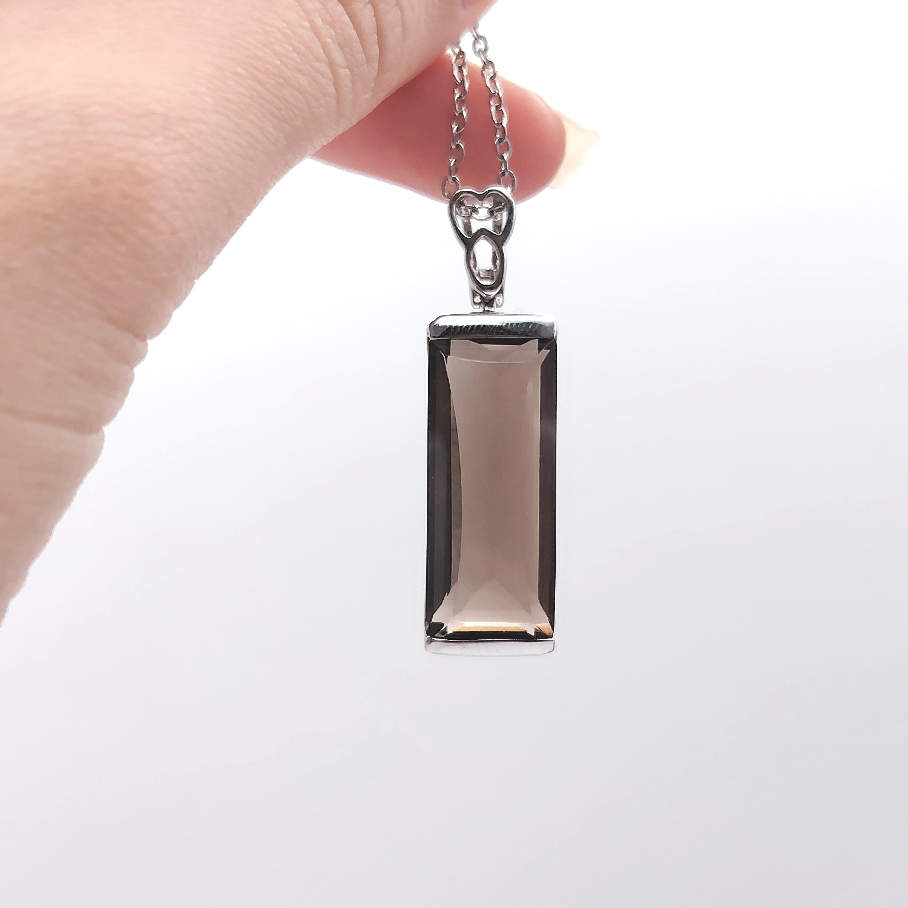 Exquisite Smoky Quartz Rectangle Pendant