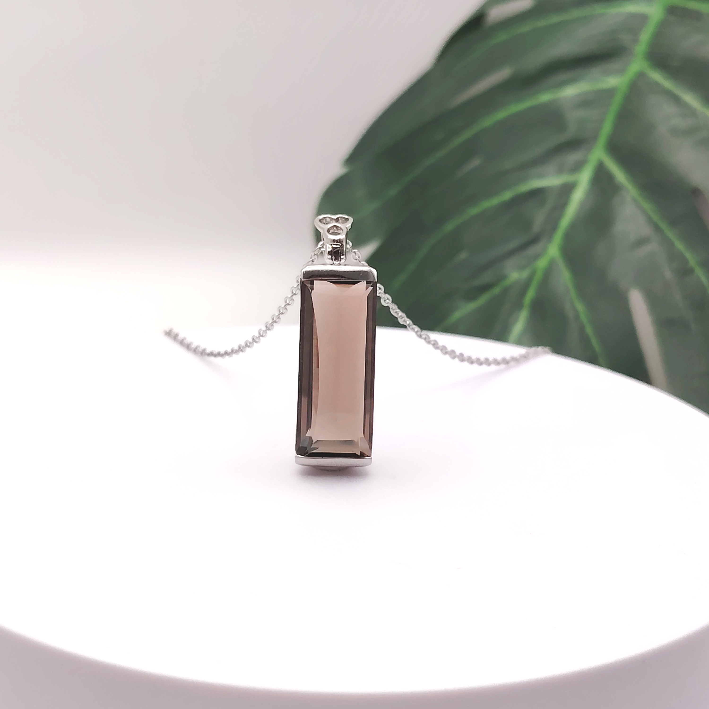Exquisite Smoky Quartz Rectangle Pendant
