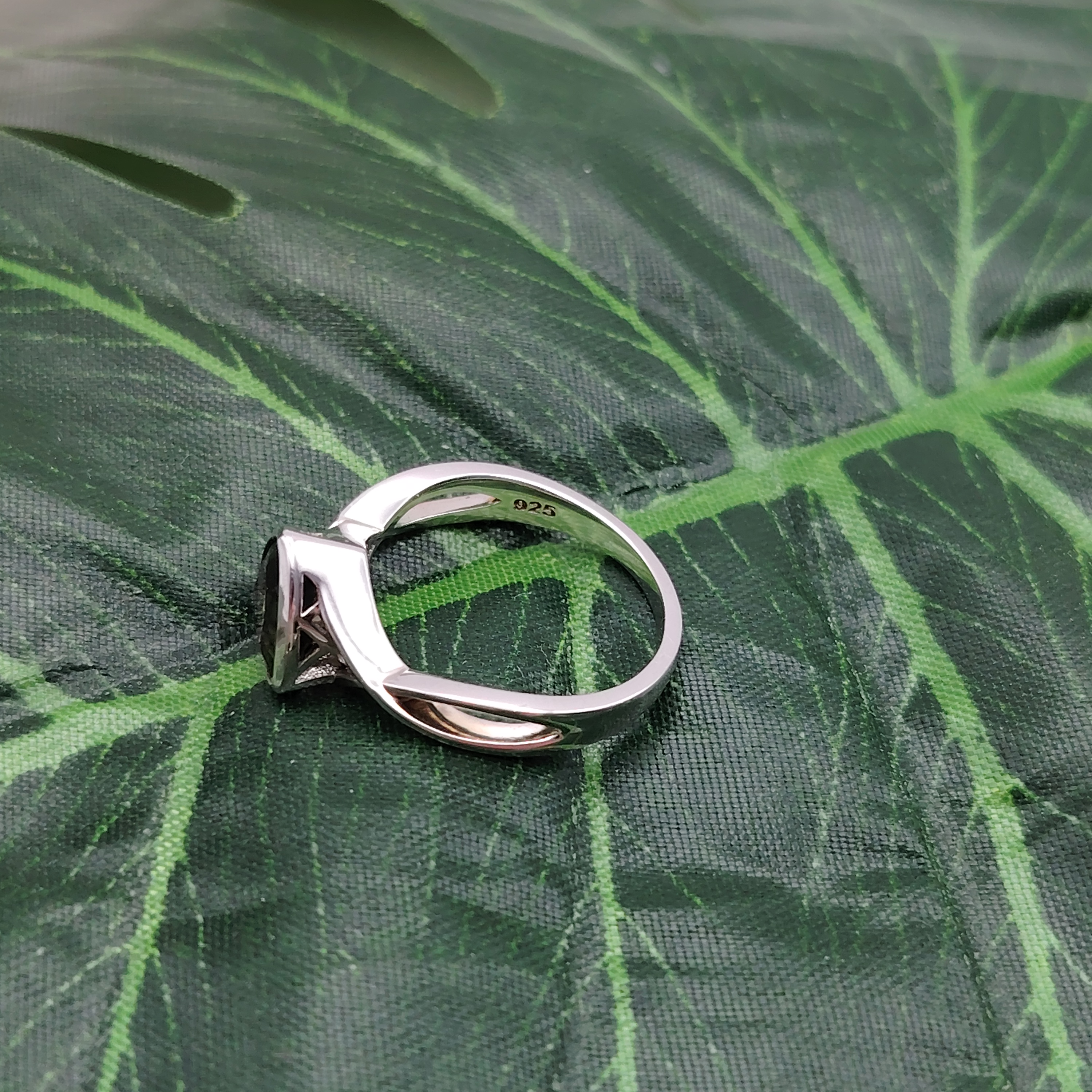 Moldavite Triangle Ring
