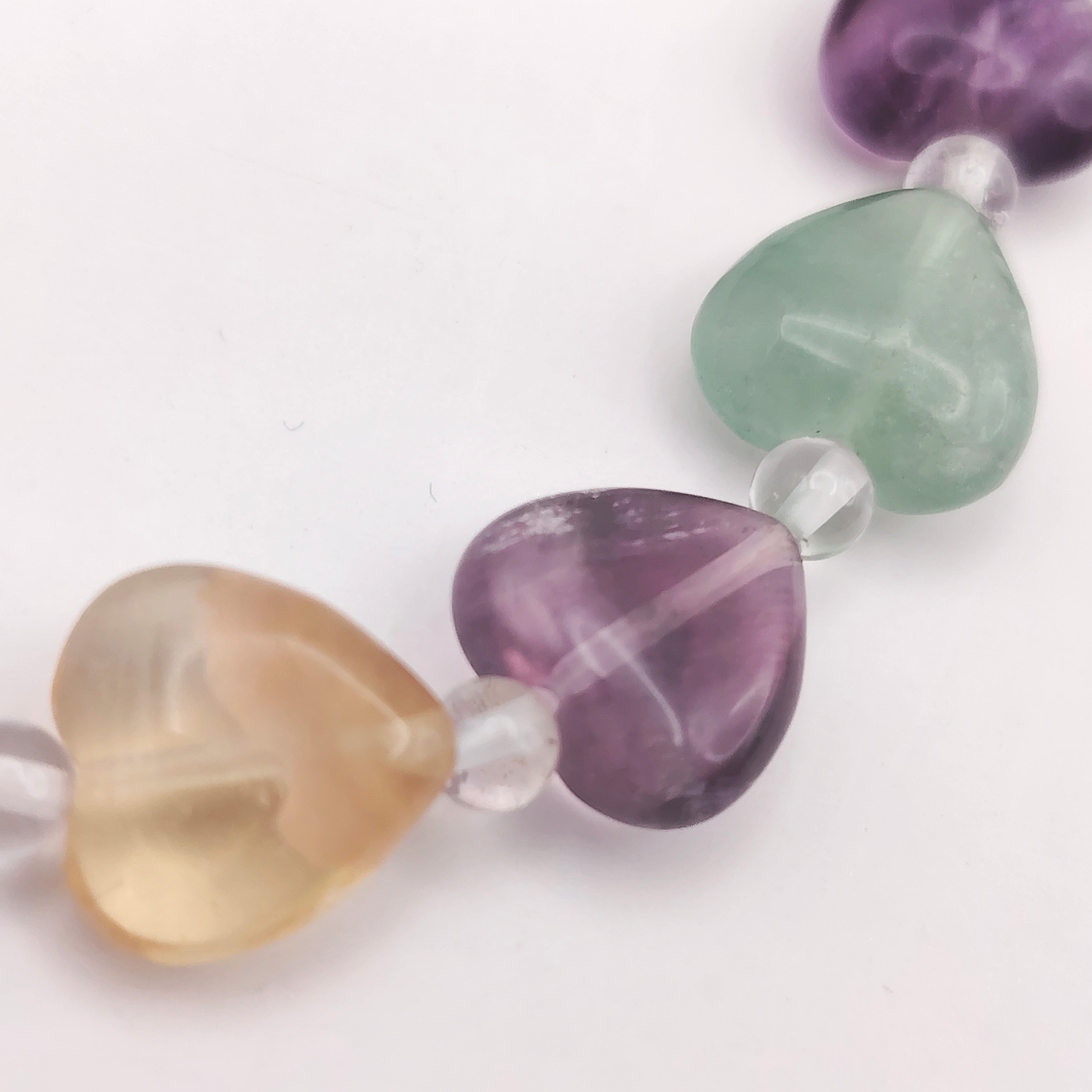12mm Rainbow Fluorite Love Shape Bracelet