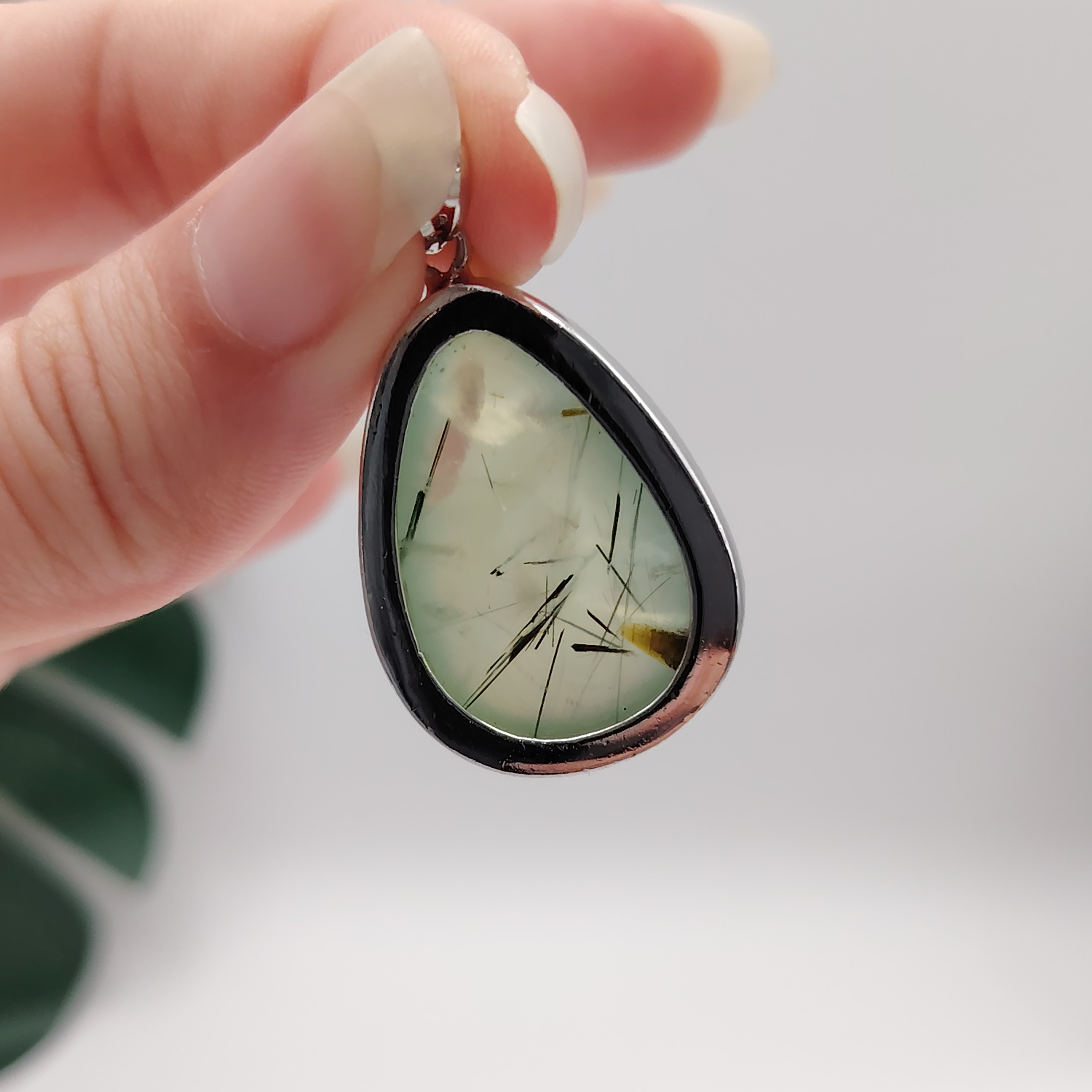 High Grade Prehnite Water Drop Pendant