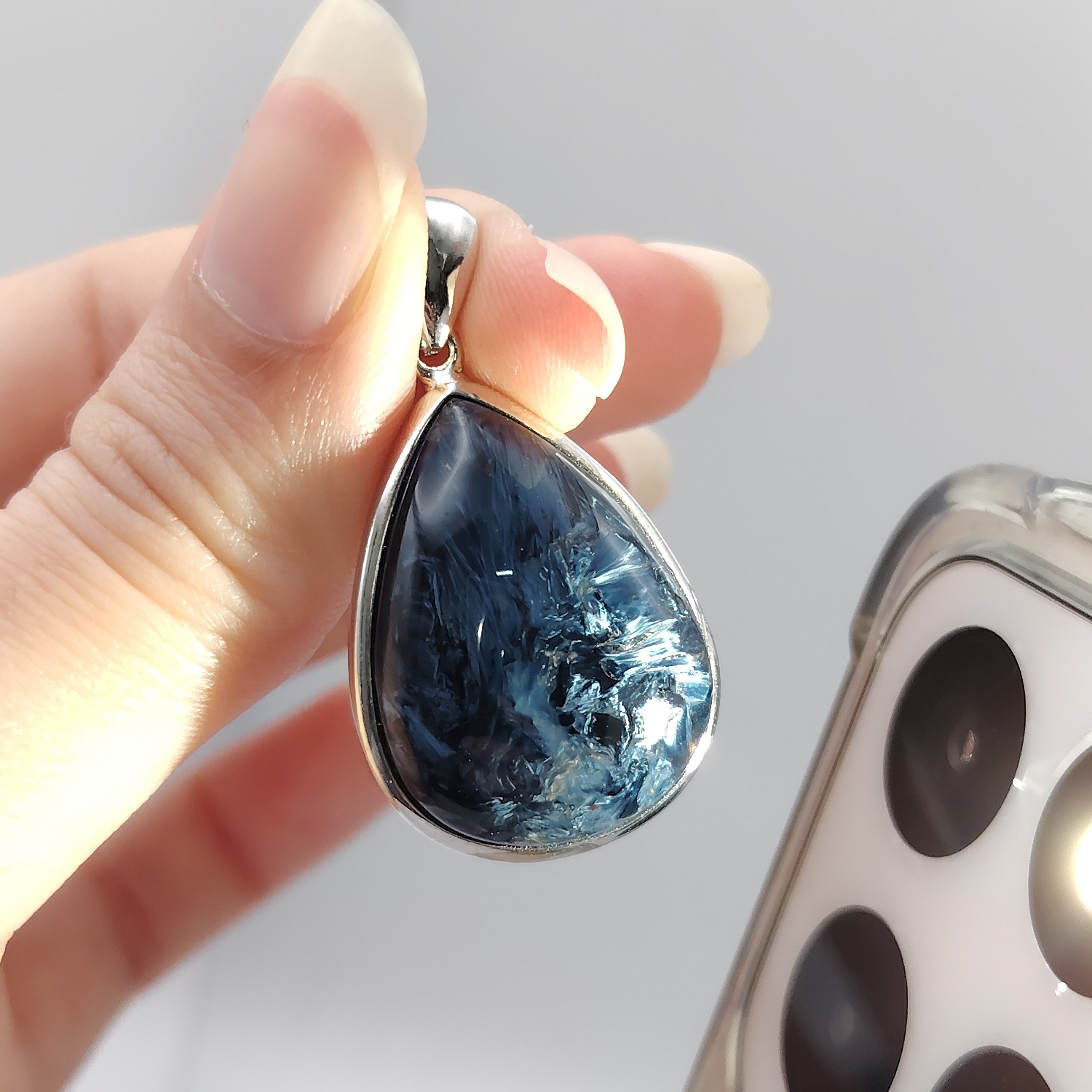 Superior Blue Pietersite Water Drop Pendant