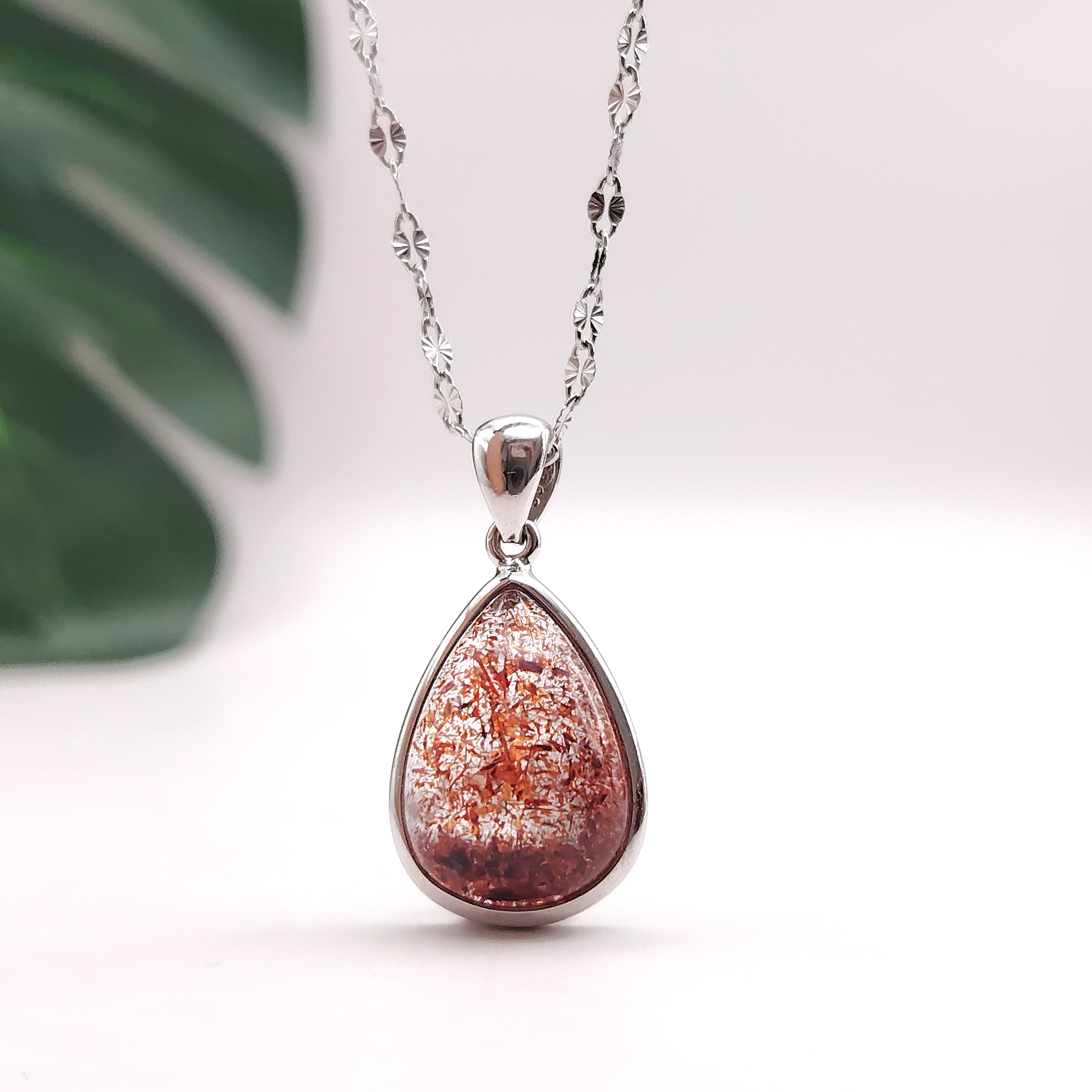 Superior Golden Strawberry Super Seven Water Drop Pendant