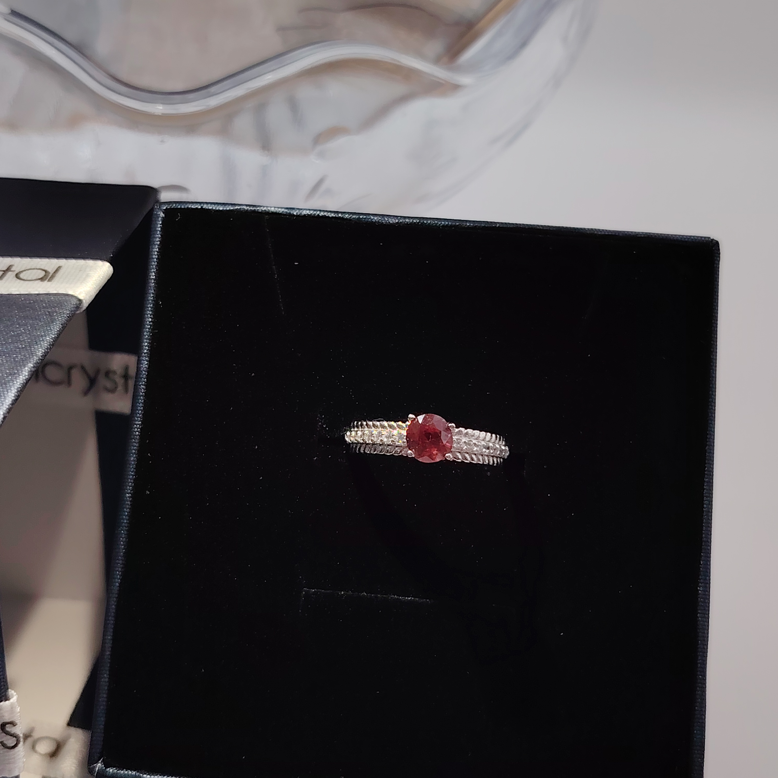 Elegent Rubellite and Zircon Oval Design Adjustable Ring （925）