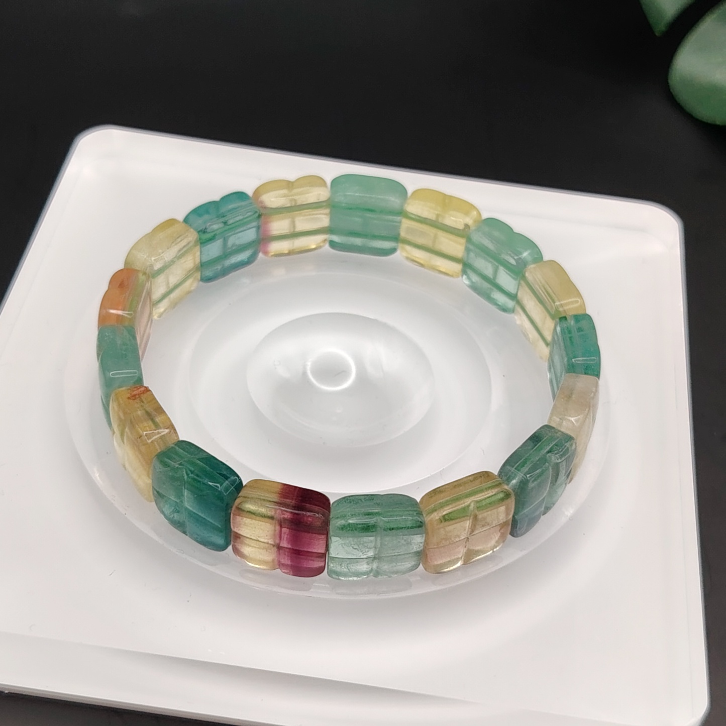 12MM Fluorite Square Flat Bracelet