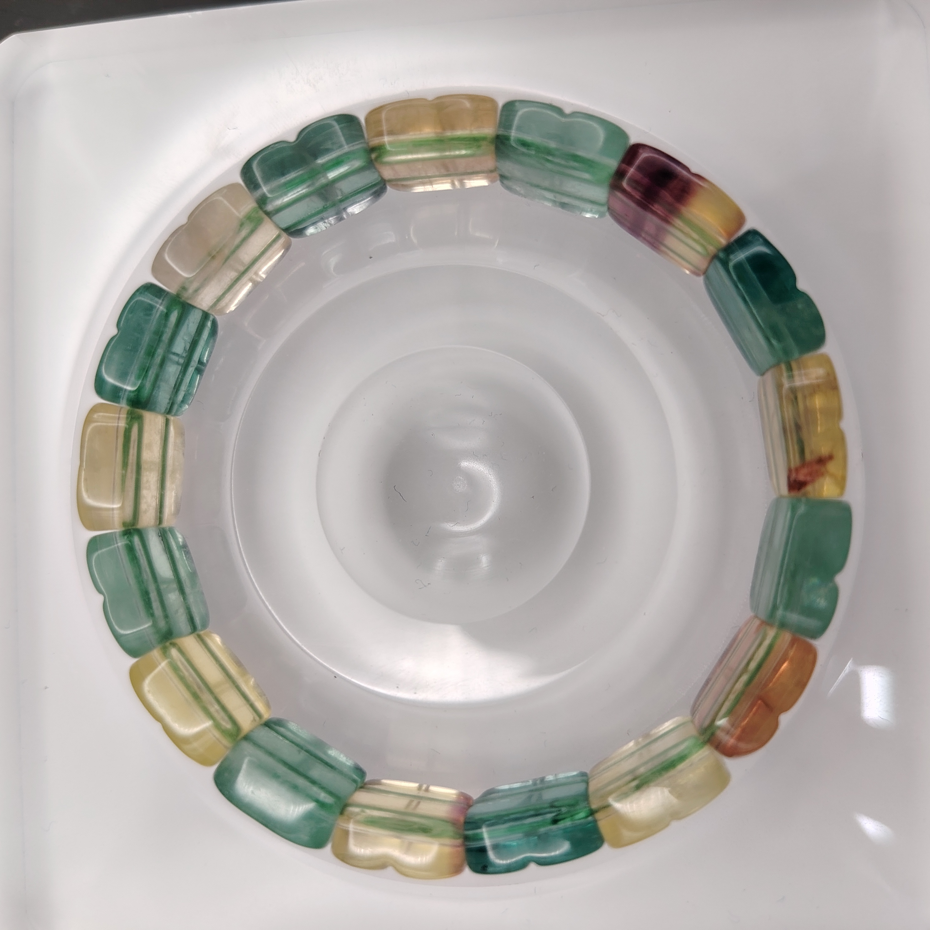 12MM Fluorite Square Flat Bracelet