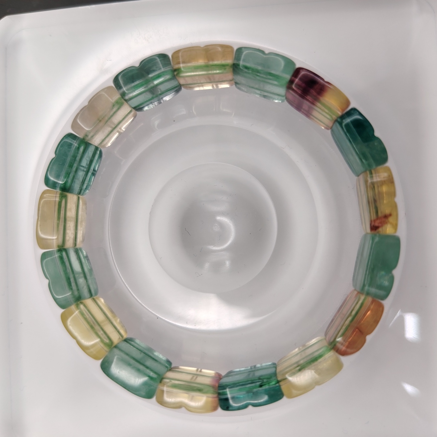 12MM Fluorite Square Flat Bracelet