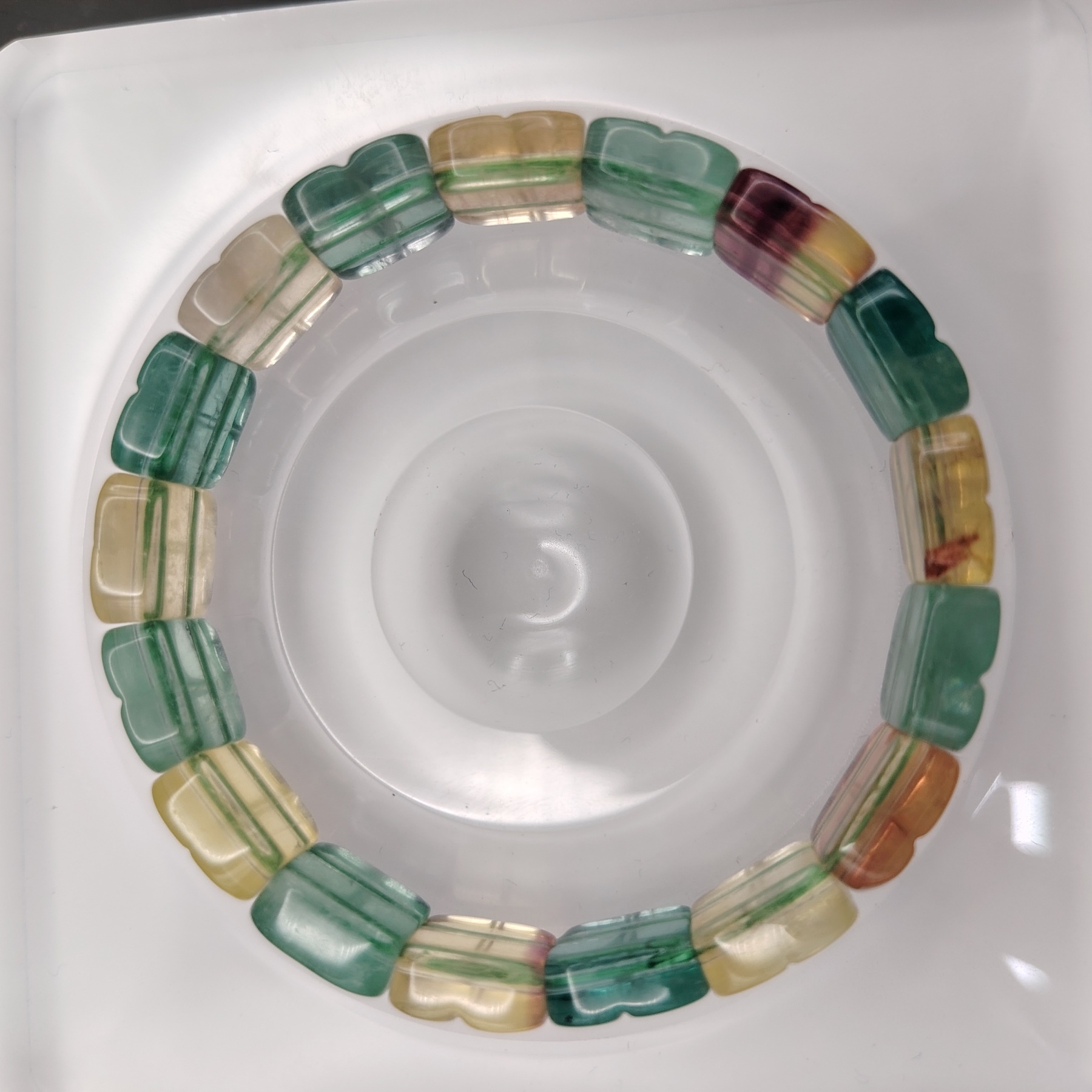 12MM Fluorite Square Flat Bracelet