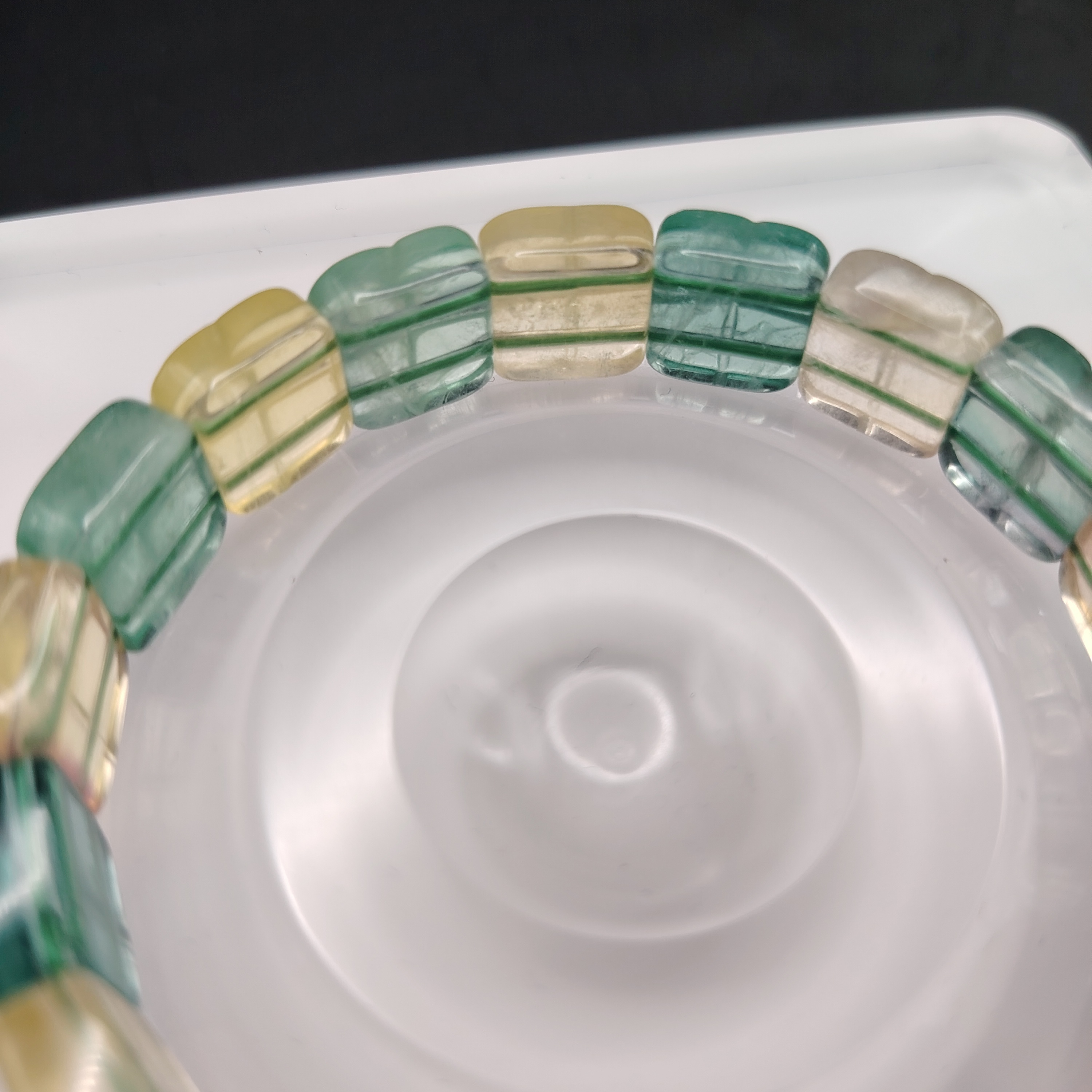 12MM Fluorite Square Flat Bracelet