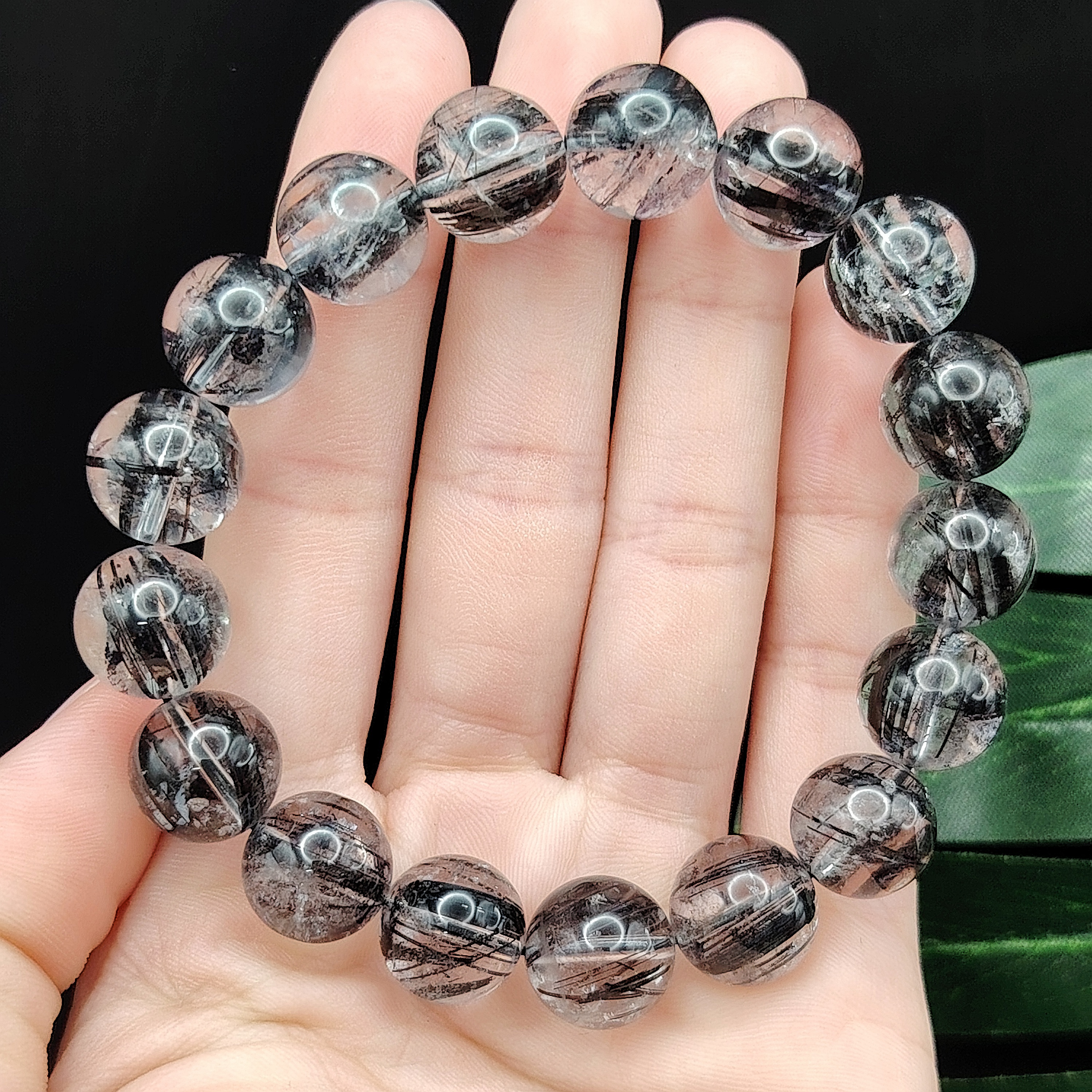 High Grade Black Rutilated Bracelet