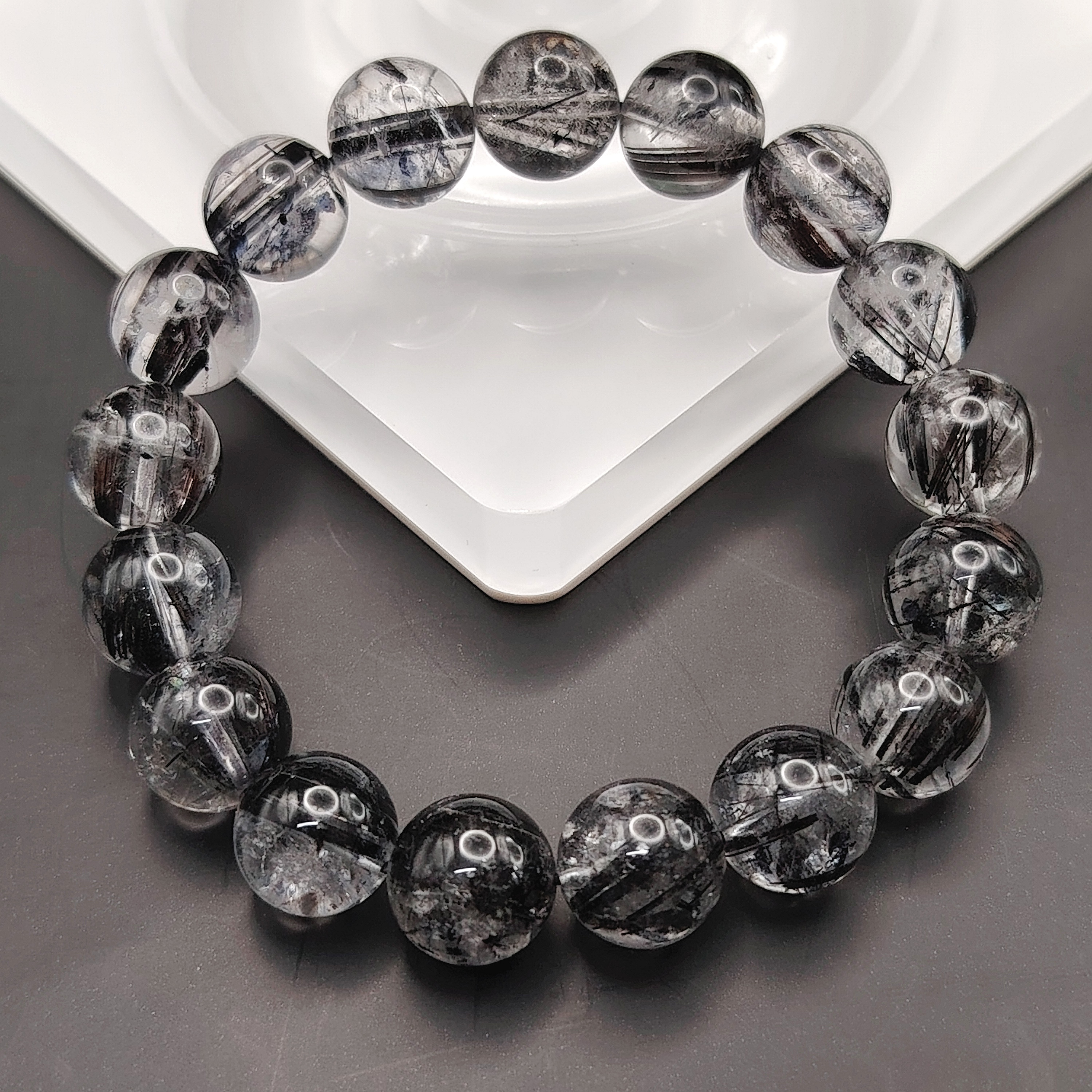 High Grade Black Rutilated Bracelet