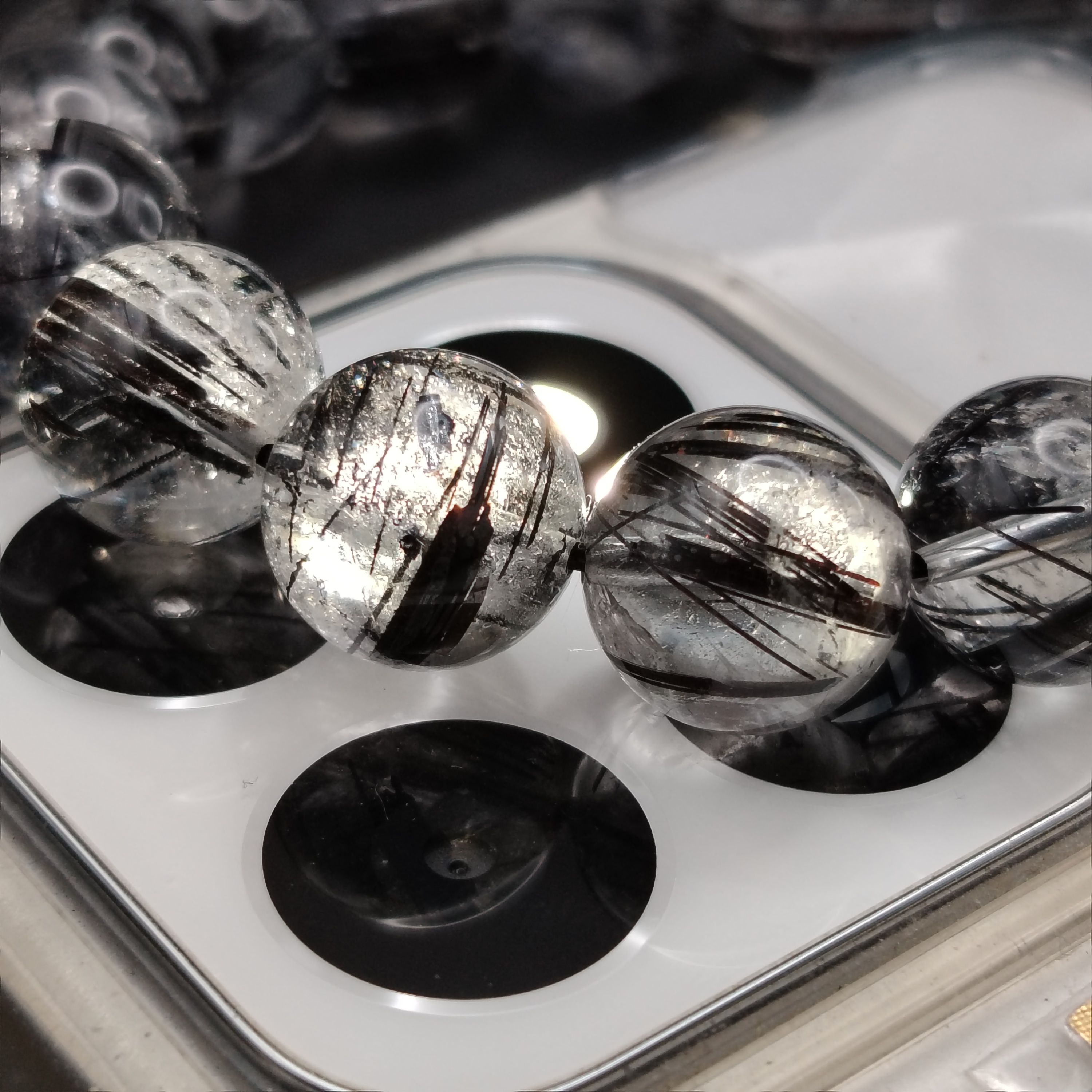 High Grade Black Rutilated Bracelet