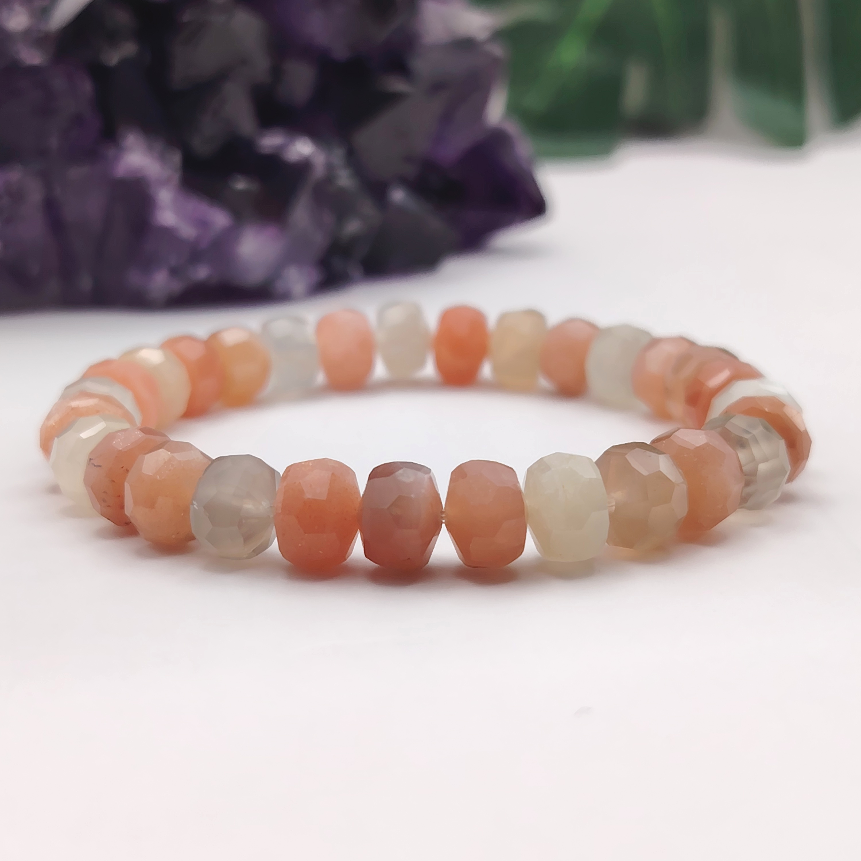 Multi Colour Moonstone Stacked Cutting Bracelet