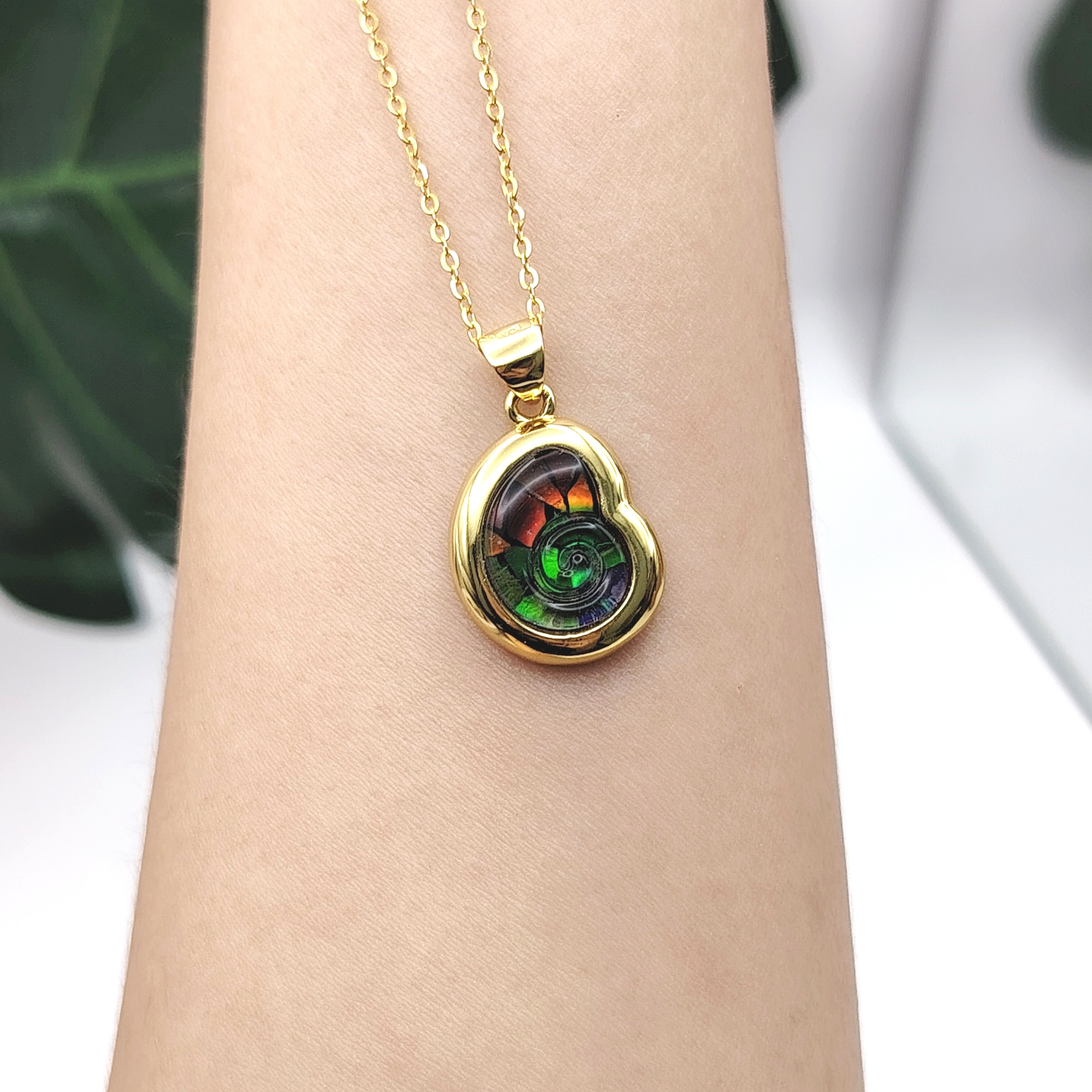 Canada Ammolite Shell Shape Stitching Pendant - Gold