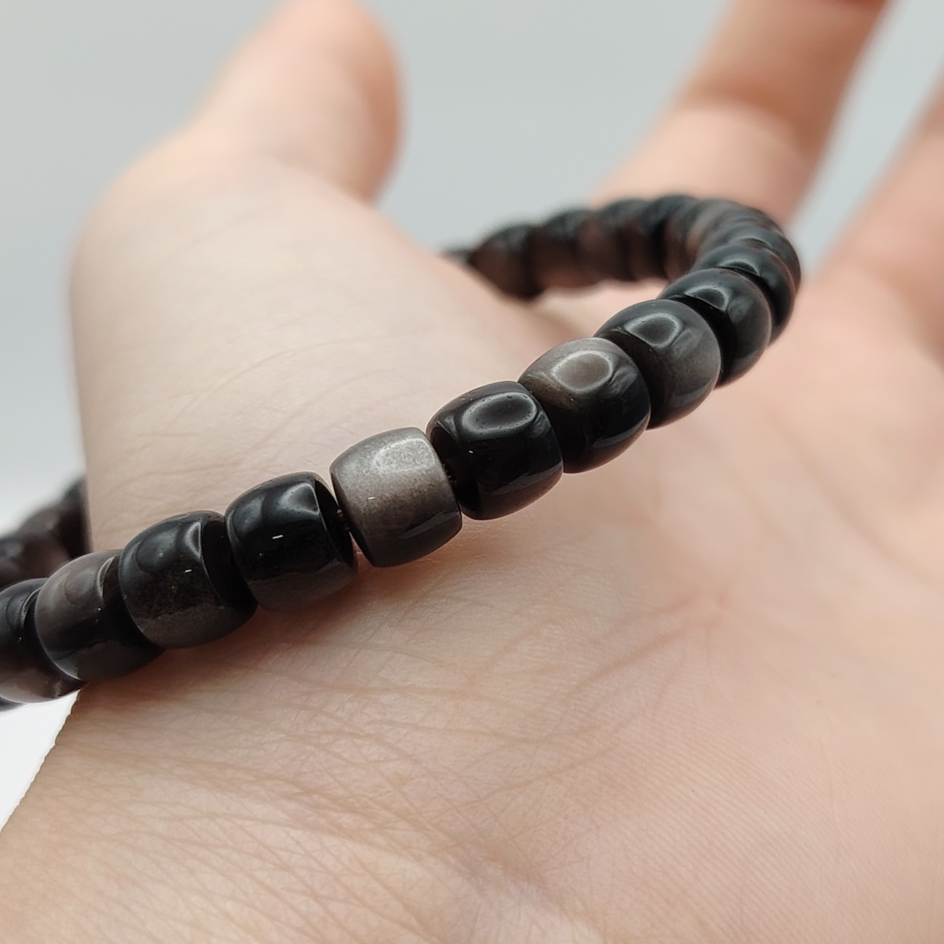 High Grade Silver Obsidian Drum Obsidian