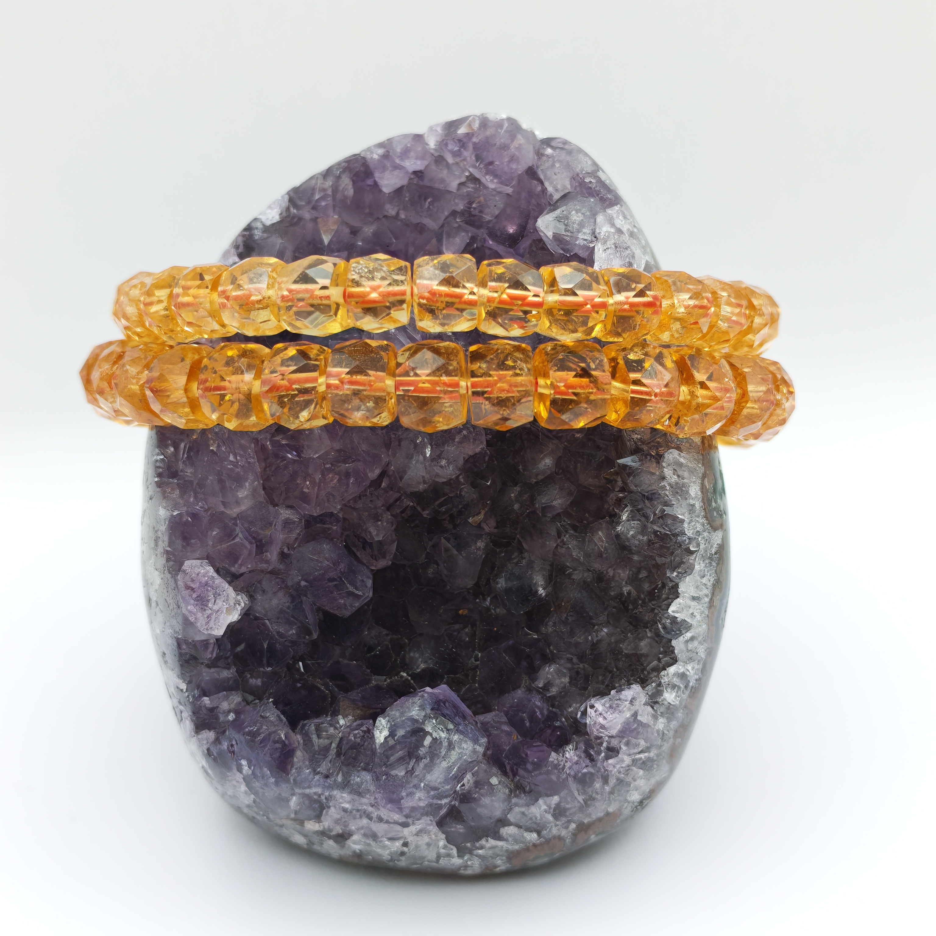 Citrine Stacked Bead Cutting Bracelet 