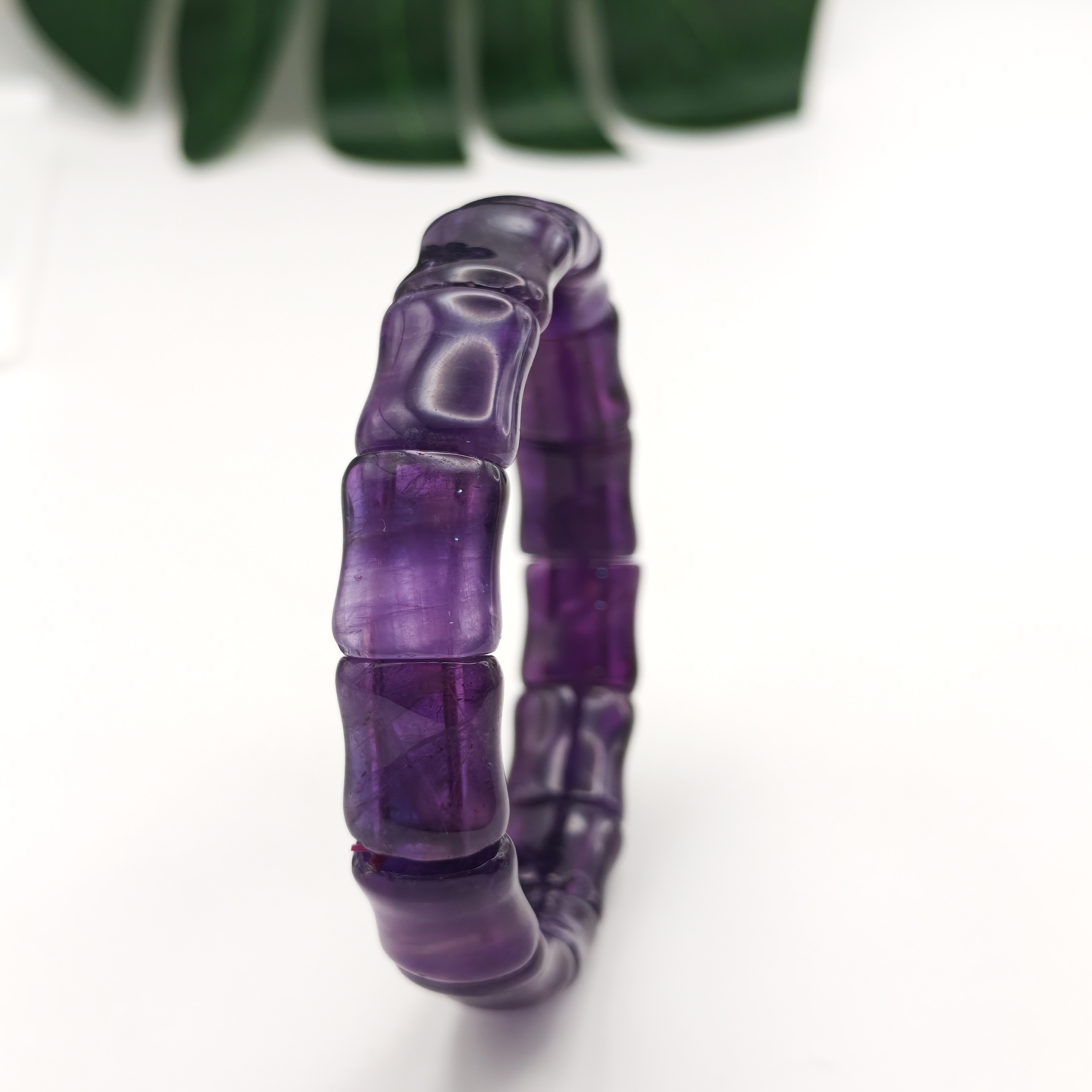Amethyst Bamboo Shape Flat Bracelet