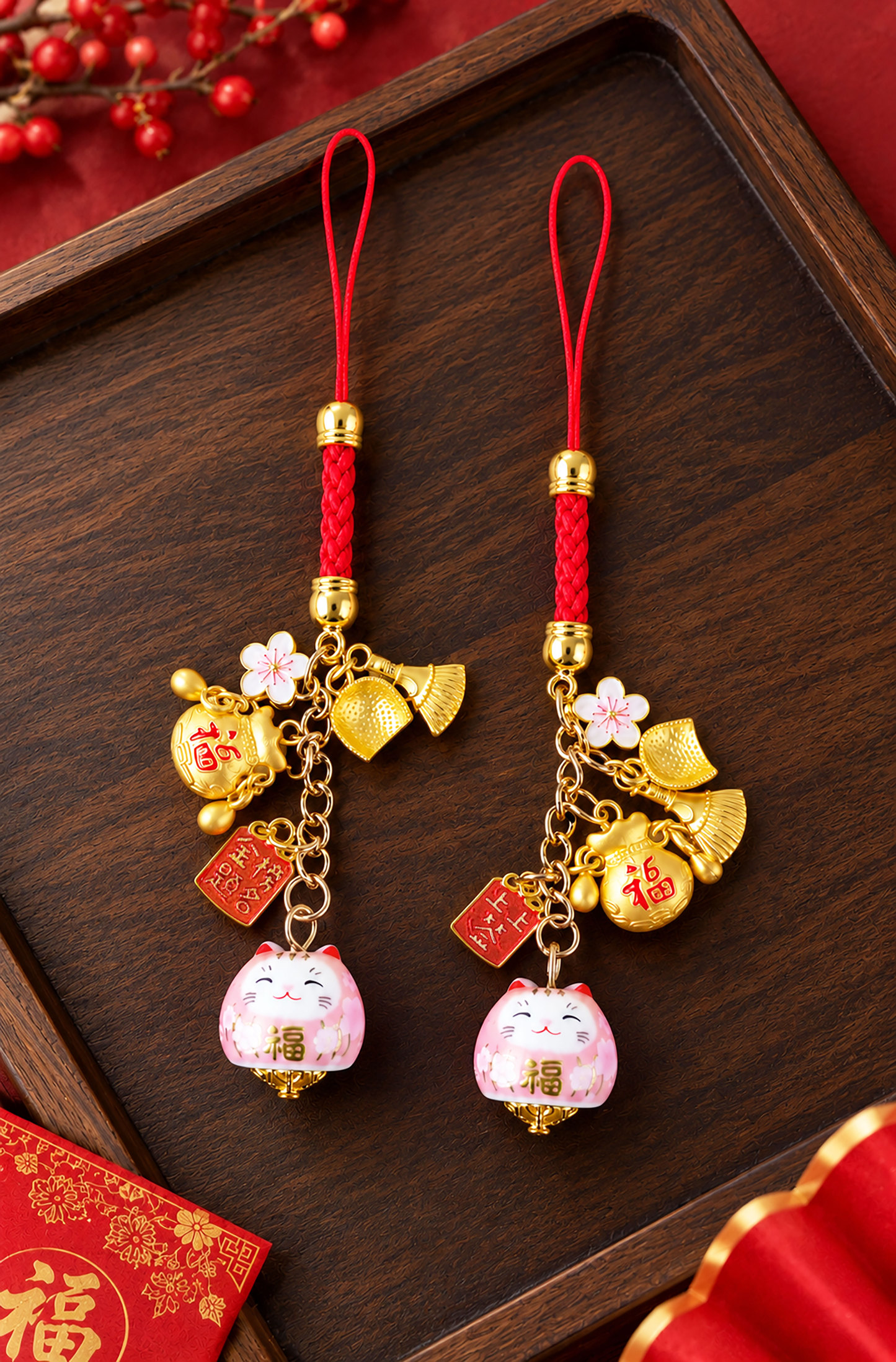 12 Oct - Ri Jin Dou Jing Lucky Cat Charm - Pink