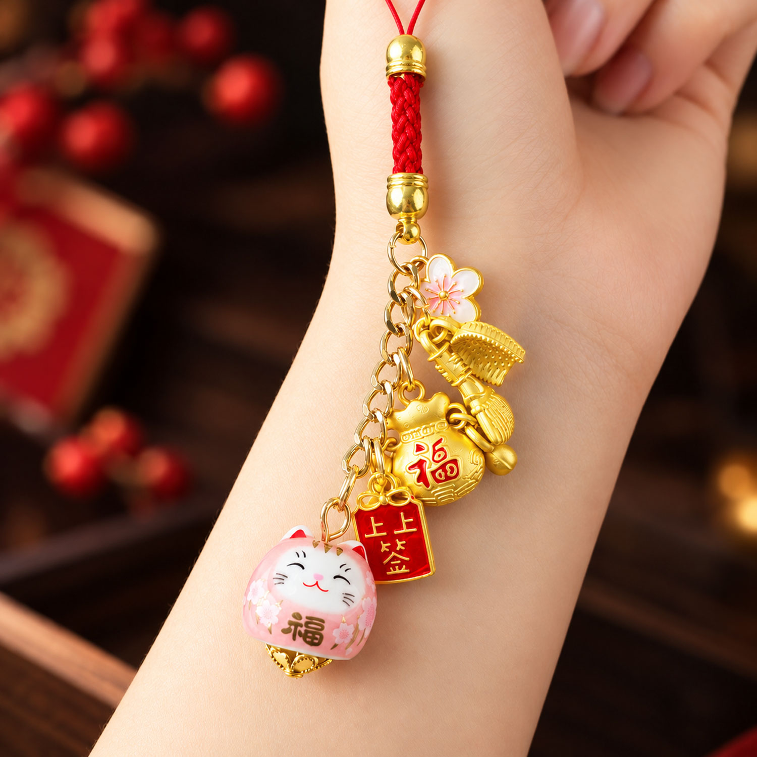 12 Oct - Ri Jin Dou Jing Lucky Cat Charm - Pink
