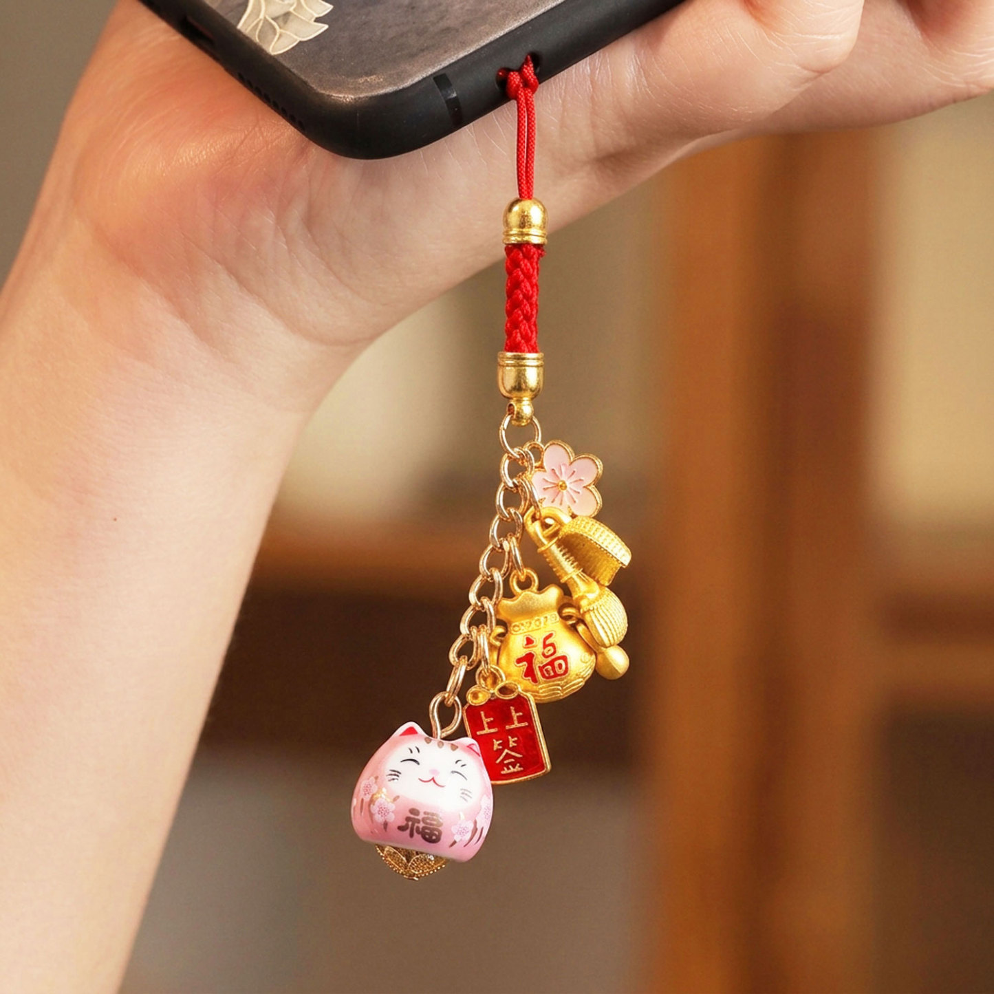 12 Oct - Ri Jin Dou Jing Lucky Cat Charm - Pink