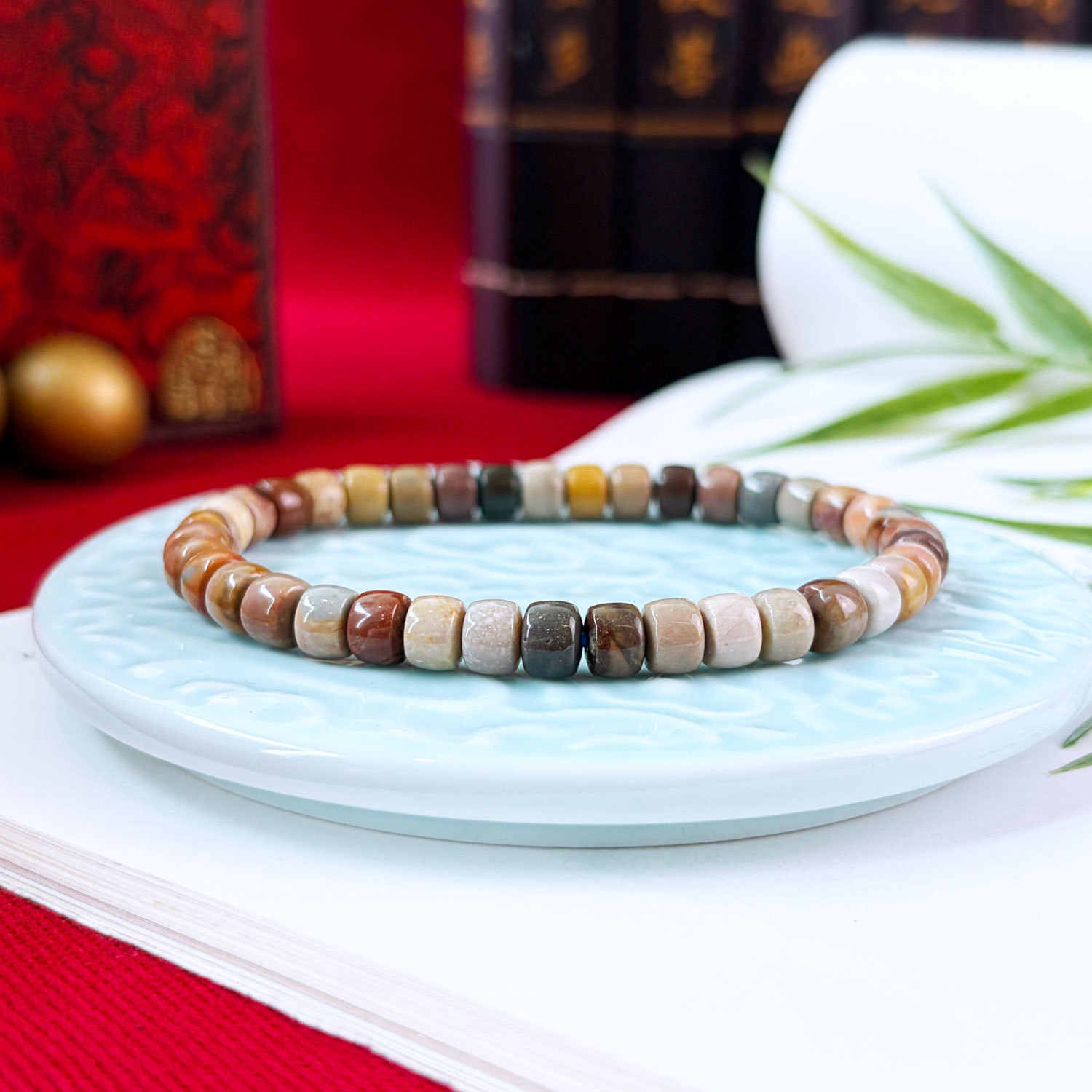 20 Oct - Alashan Agate Stacked Bead Bracelet