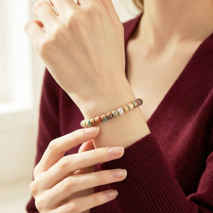 20 Oct - Alashan Agate Stacked Bead Bracelet