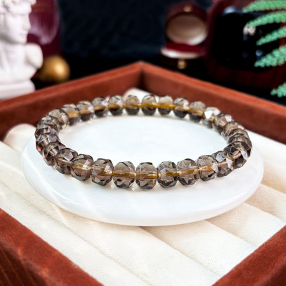 21 Oct - 7mm-8mm Smoky Stacked Bead Cutting Bracelet
