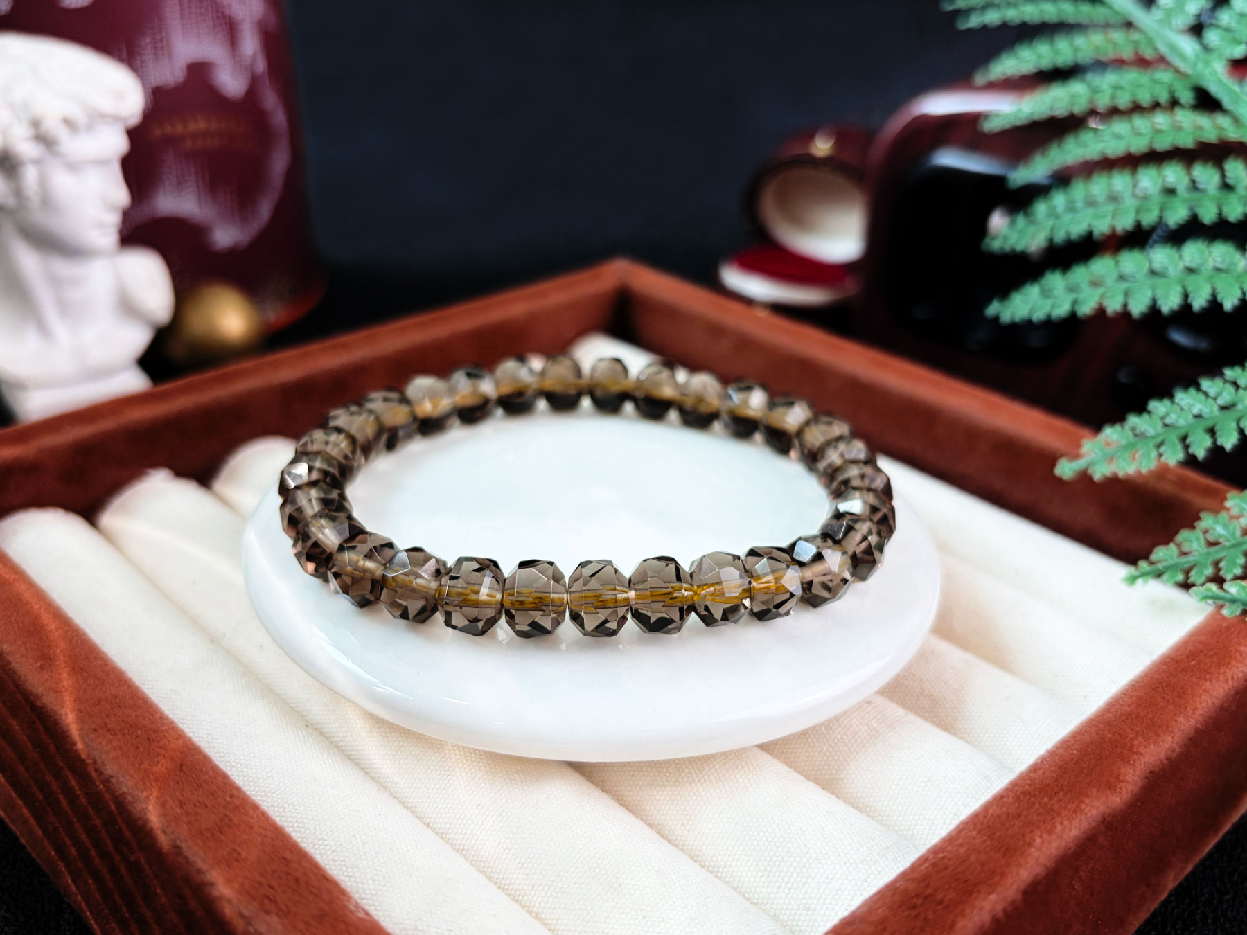 21 Oct - 7mm-8mm Smoky Stacked Bead Cutting Bracelet