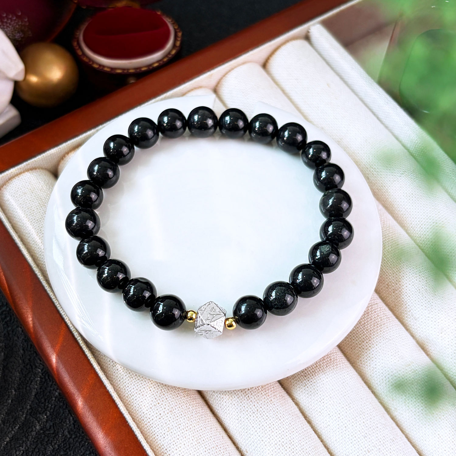 22 Oct - Ferrugibous Quartzite & Altay Meteorite Cube Bracelet