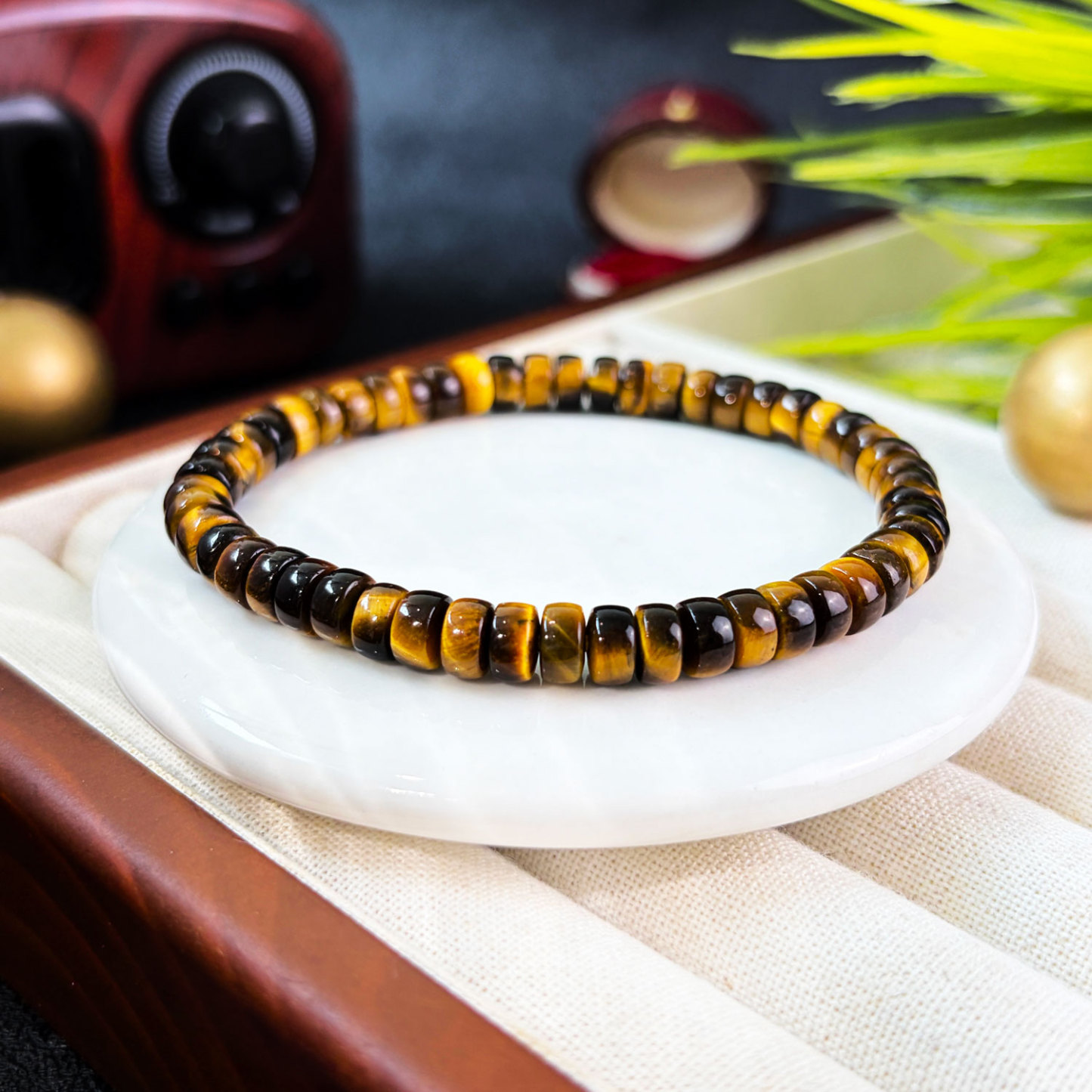 26 Oct - Yellow Tiger Eye Stacked Bead Bracelet