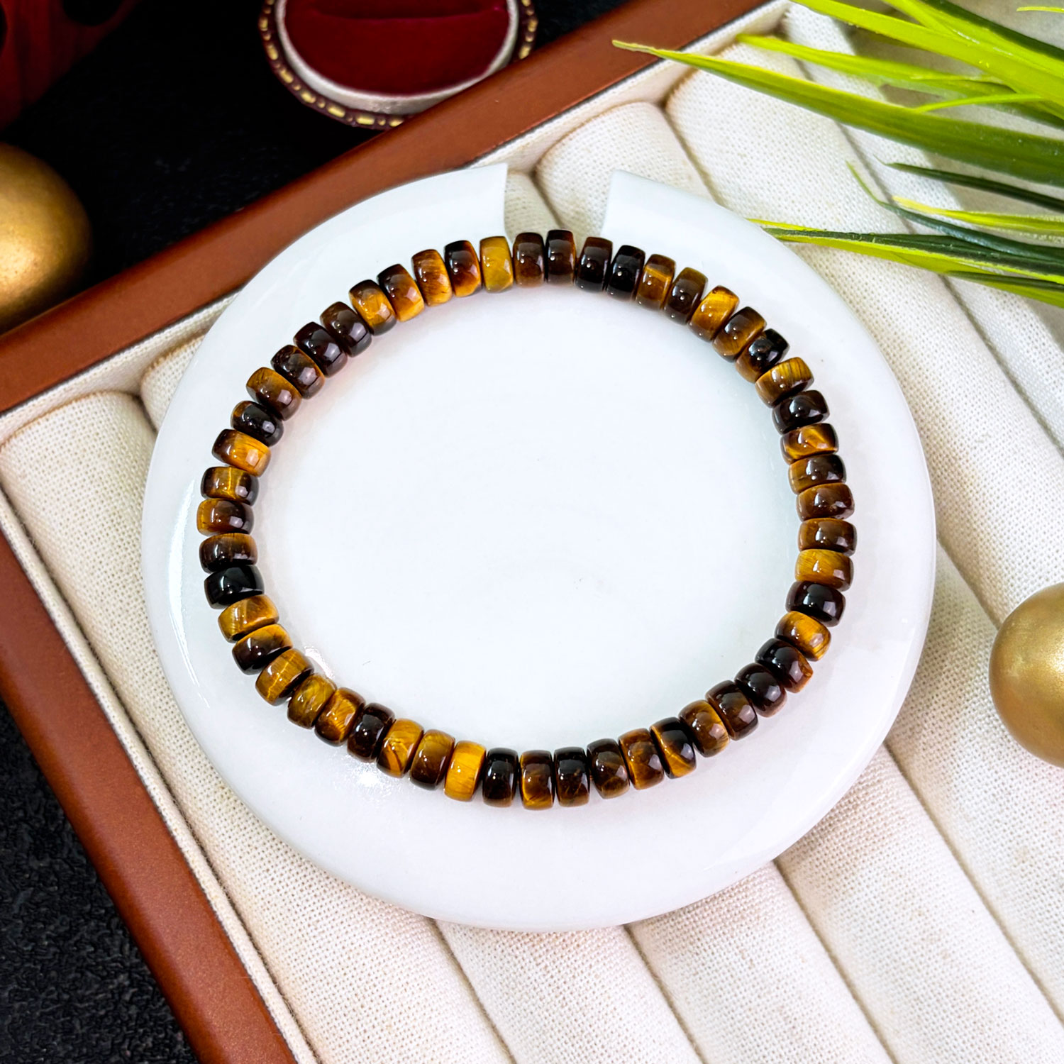26 Oct - Yellow Tiger Eye Stacked Bead Bracelet