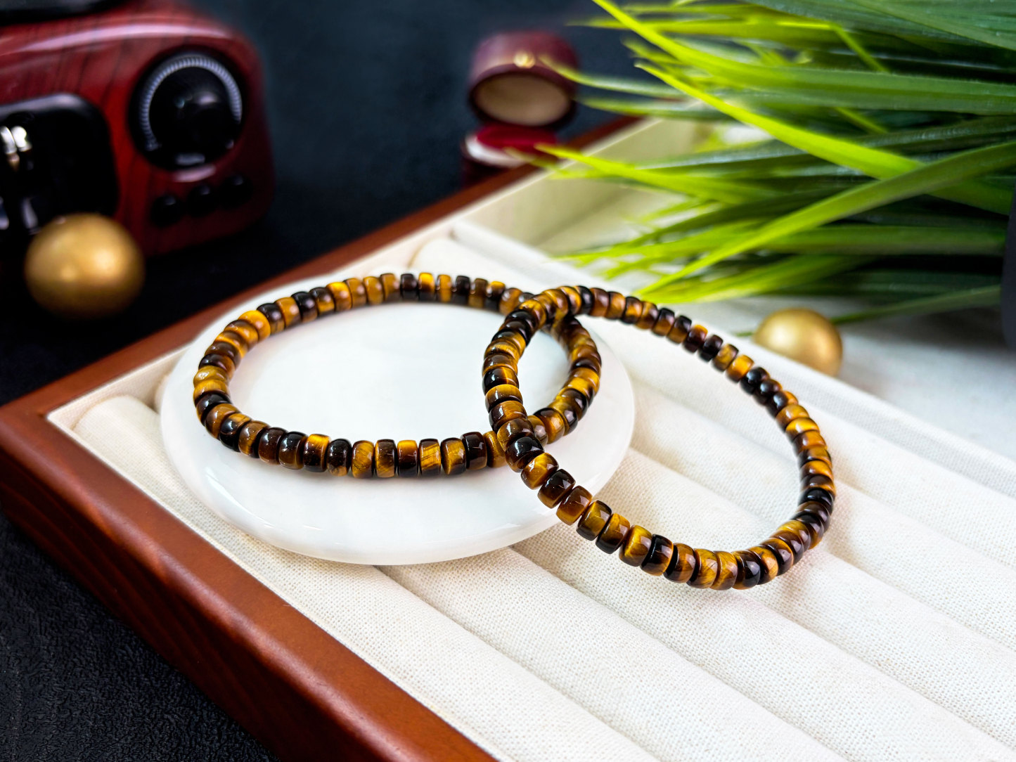 26 Oct - Yellow Tiger Eye Stacked Bead Bracelet