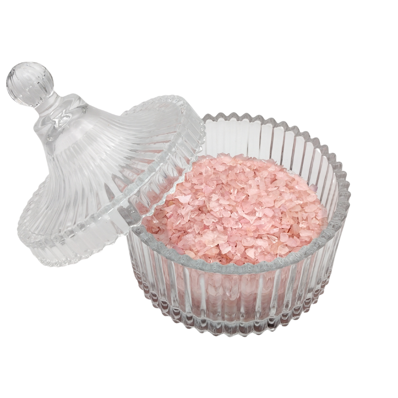 Crystal Canister + Rose Quartz Crystal Chips