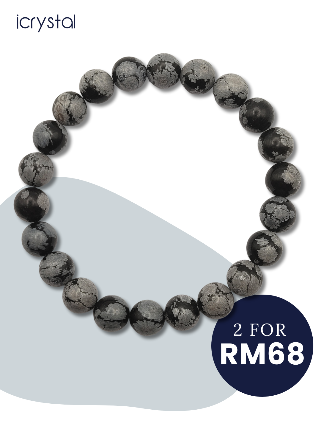 Snow Flake Obsidian Bracelet