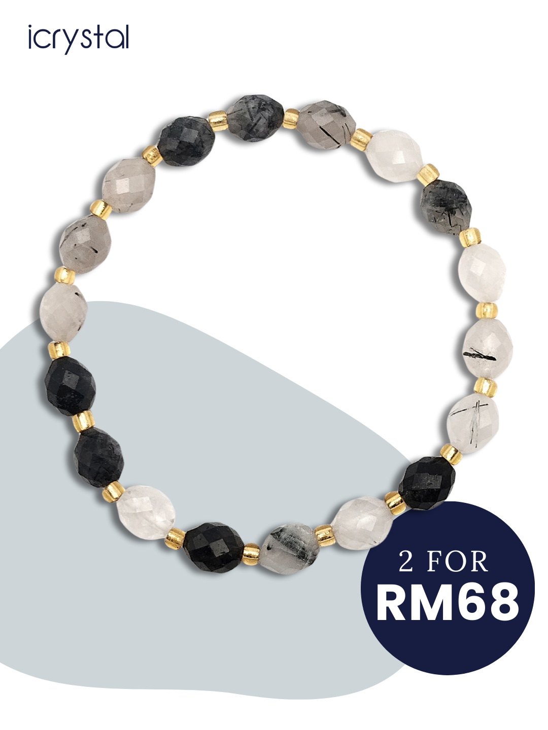 Black Rutilated Rice Shape Bracelet