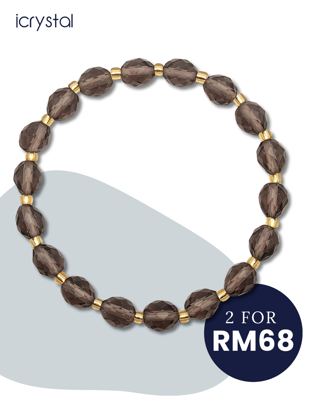 Iced Obsidian Rice Shape Bracelet