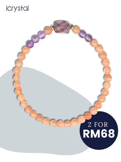 Sunstone With Amethyst Design Bracelet