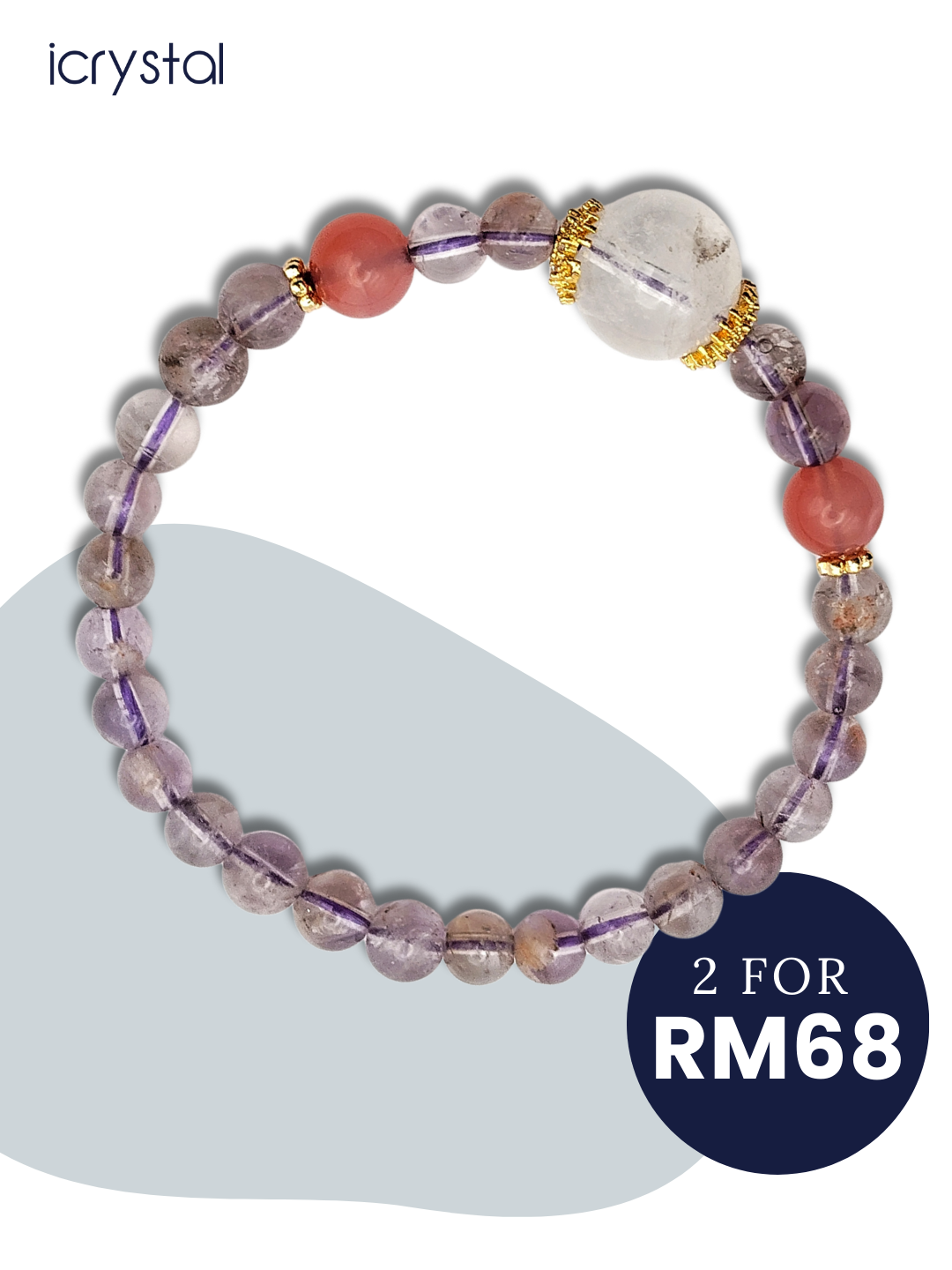 Purple Phantom With Clear Quartz Design Bracelet