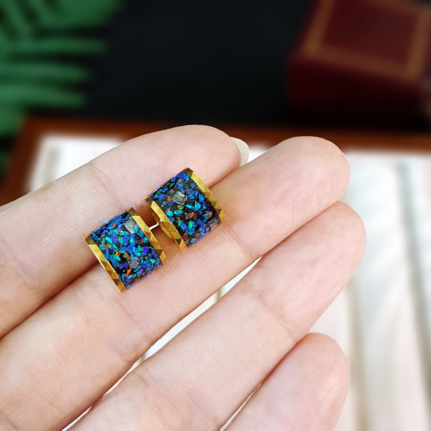 Mixed Ammolite, Opal, Meteorite Cutting Frame Passepatout