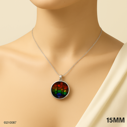 Meteorite & Canada Ammolite Stitching David Star Pendant - Gold