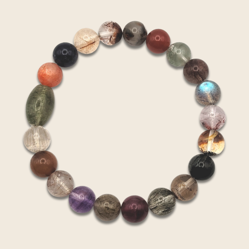 Mix Rutilated With Drum Design Bracelet