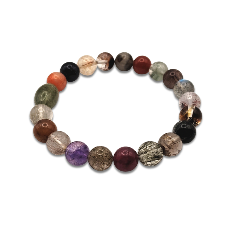 Mix Rutilated With Drum Design Bracelet