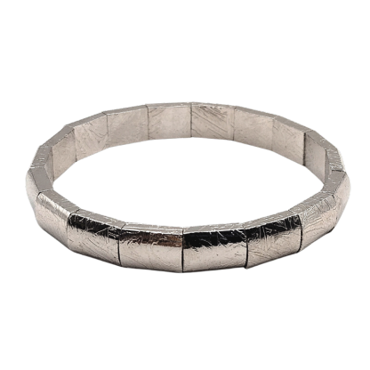 Meteorite Bangle Flat Bracelet - White Gold