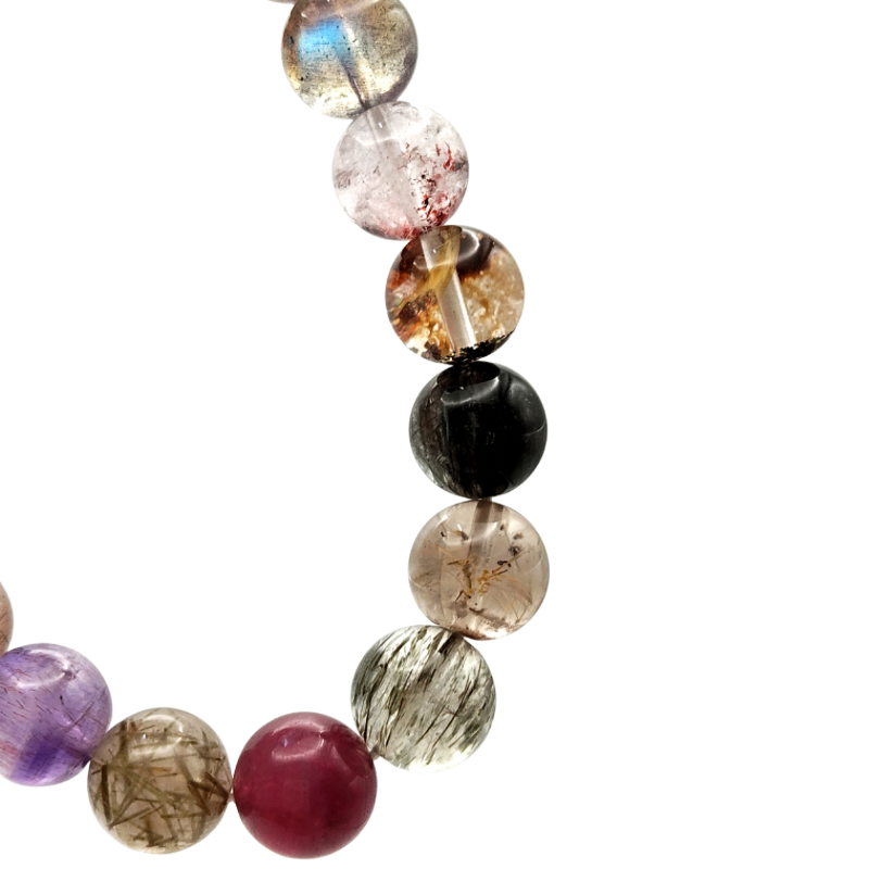 Mix Rutilated With Drum Design Bracelet